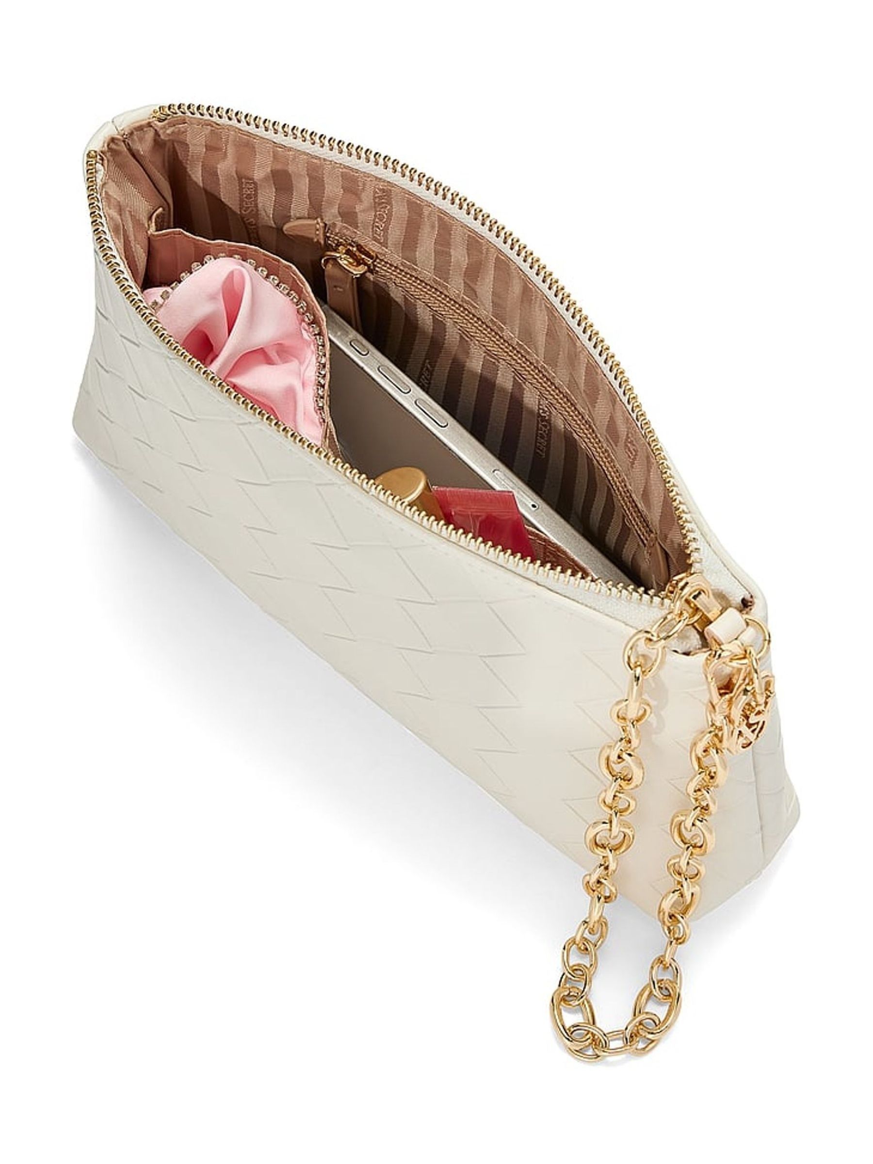 Soft Ivory White Large Woven Zip Clutch Bag - Image 3 of 3