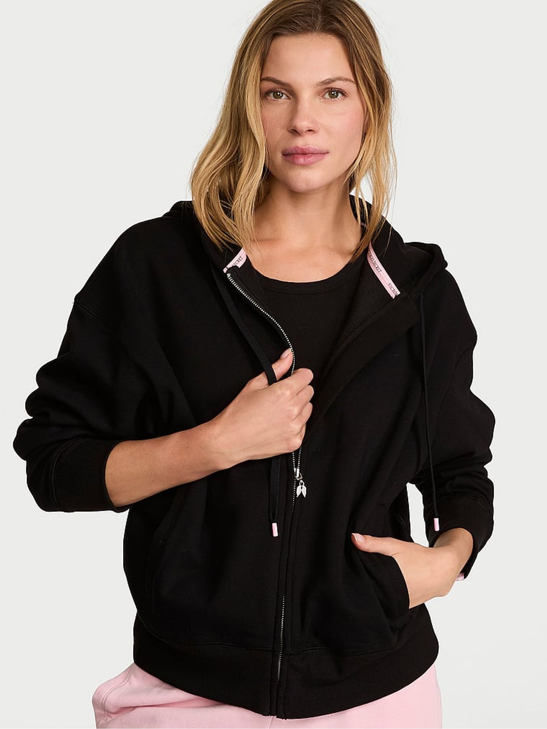 Black Angel Fleece Full Zip Hoodie | Victoria's Secret UK