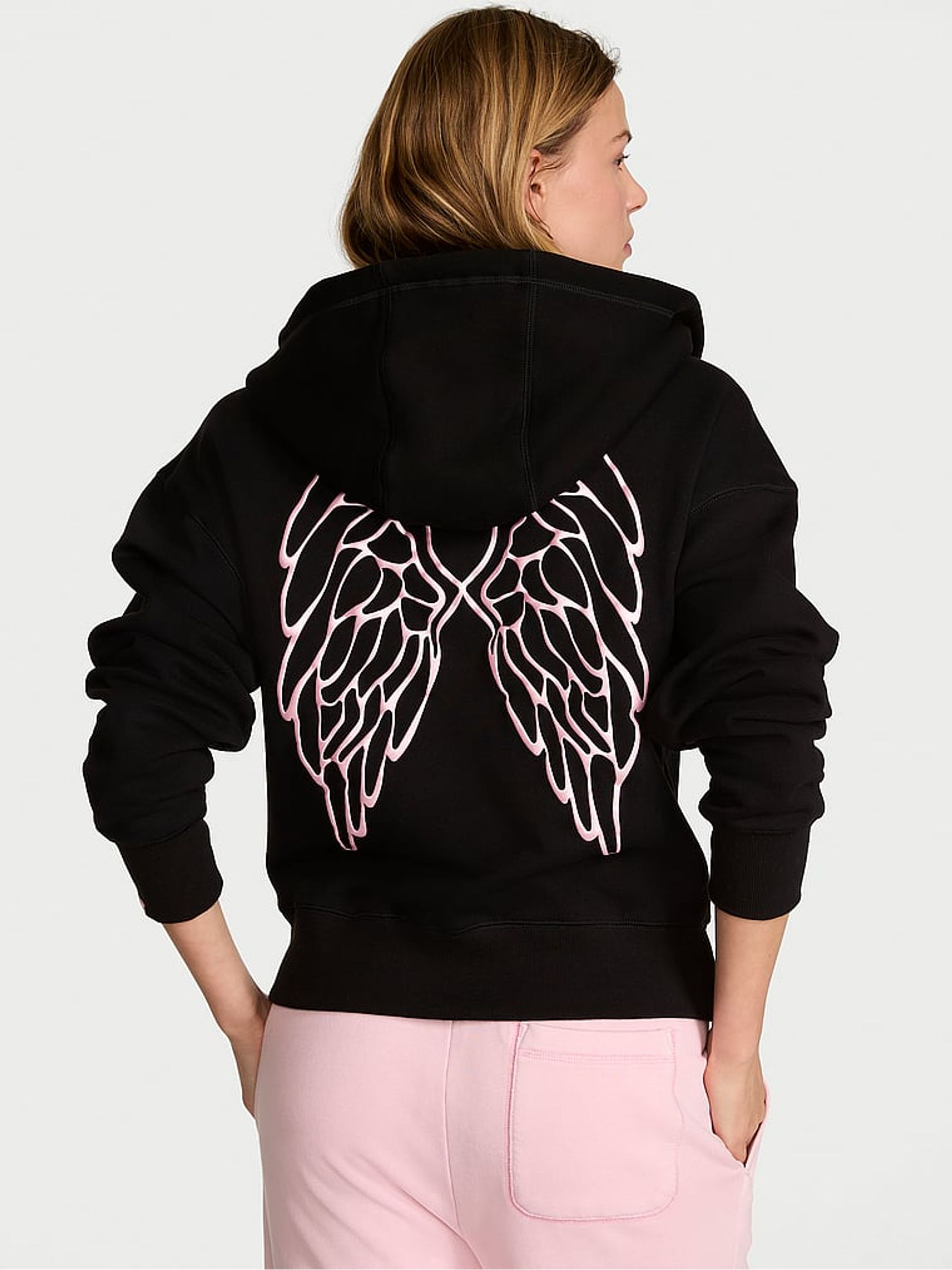 Black Angel Fleece Full Zip Hoodie - Image 2 of 2 Black Angel Fleece Full Zip Hoodie - Image 2 of 2