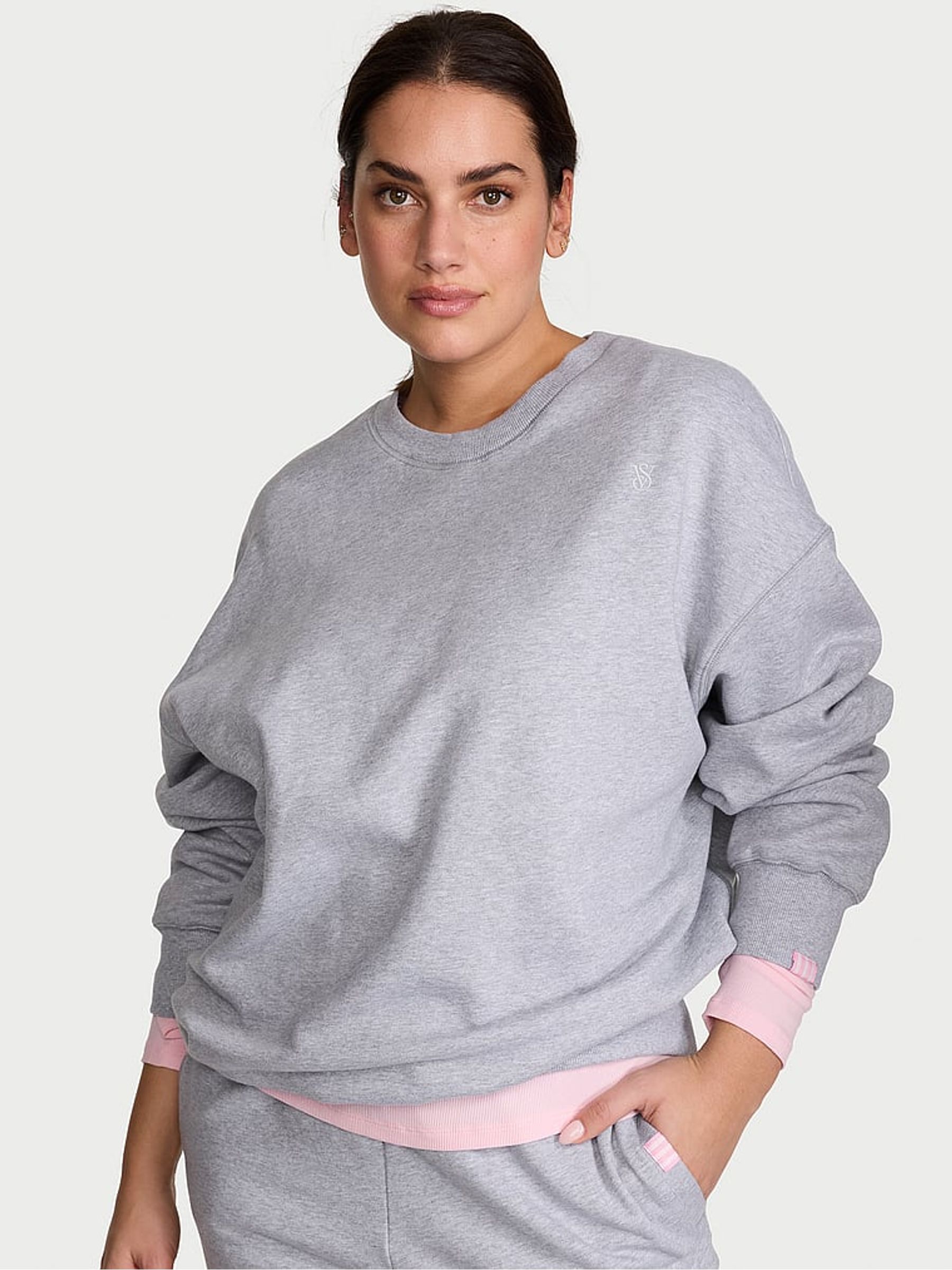 Medium Heather Grey Fleece Oversized Crewneck Sweatshirt - Image 1 of 2