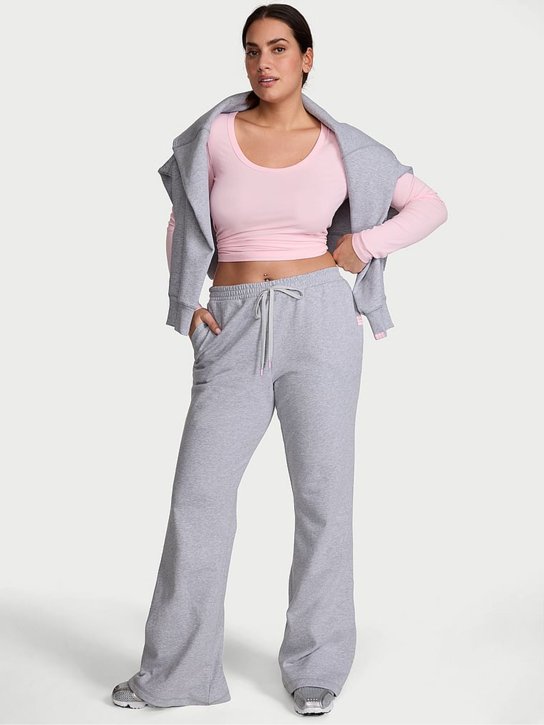 Heather Grey Terry Flared Joggers - Image 1 of 2