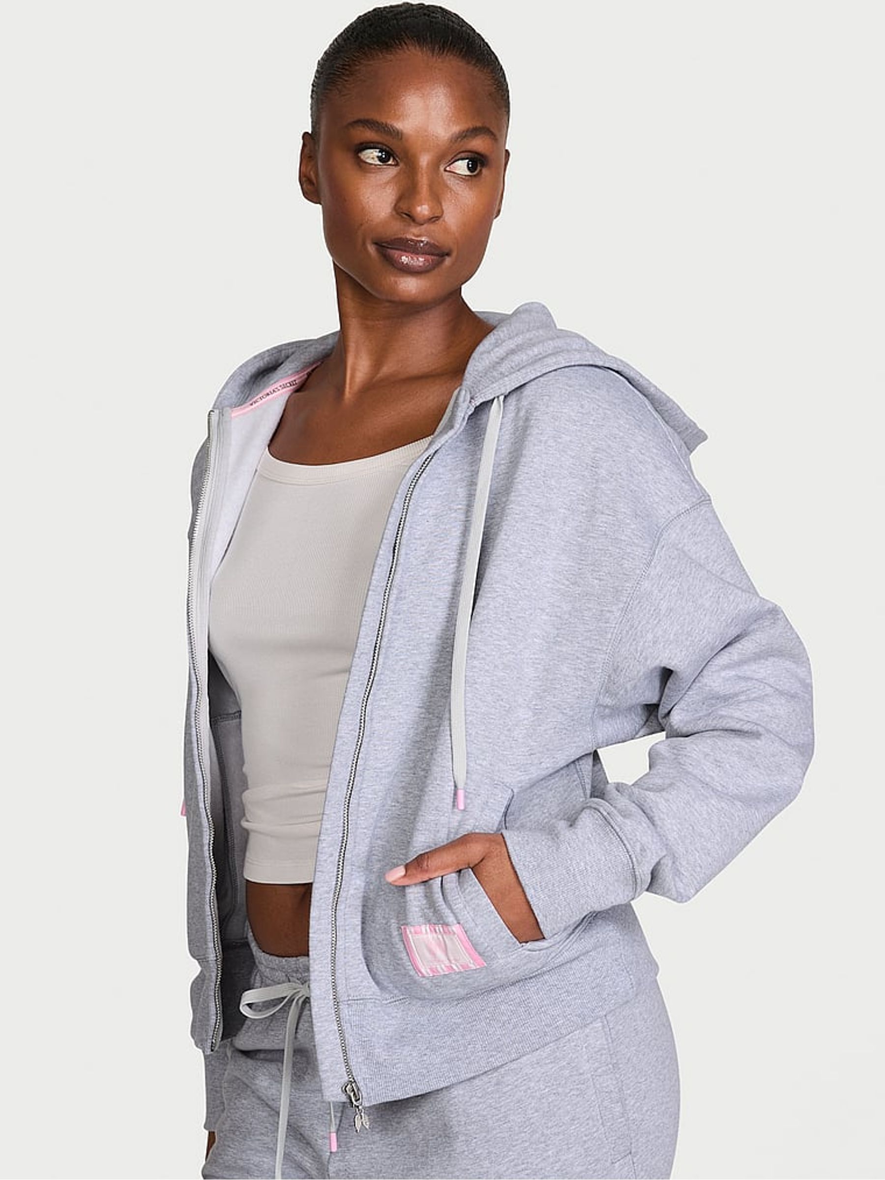 Heather Grey Angel Fleece Full Zip Hoodie - Image 1 of 2 Heather Grey Angel Fleece Full Zip Hoodie - Image 1 of 2