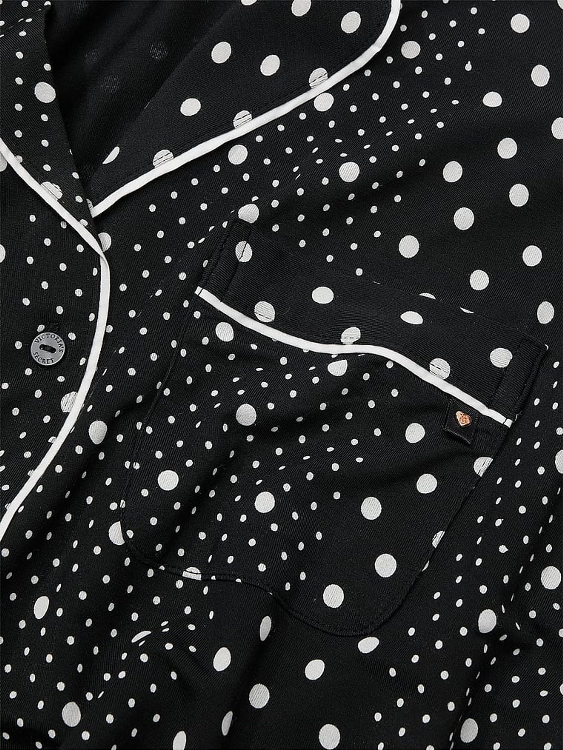 Black Dotted Stripe Modal Long Pyjamas Set - Image 4 of 4