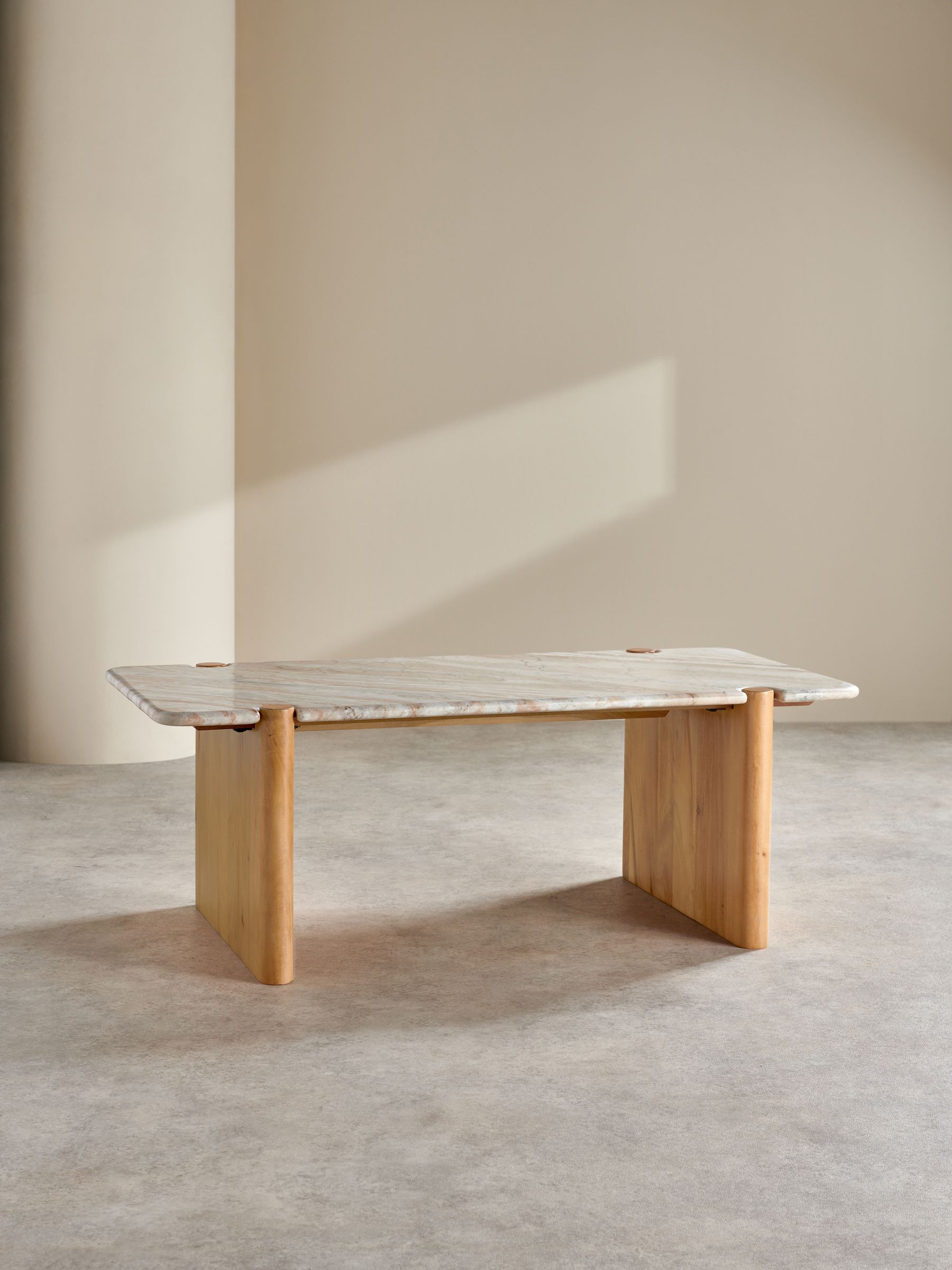 Callen Coffee Table in Acacia Wood and Solid Marble - Image 2 of 6