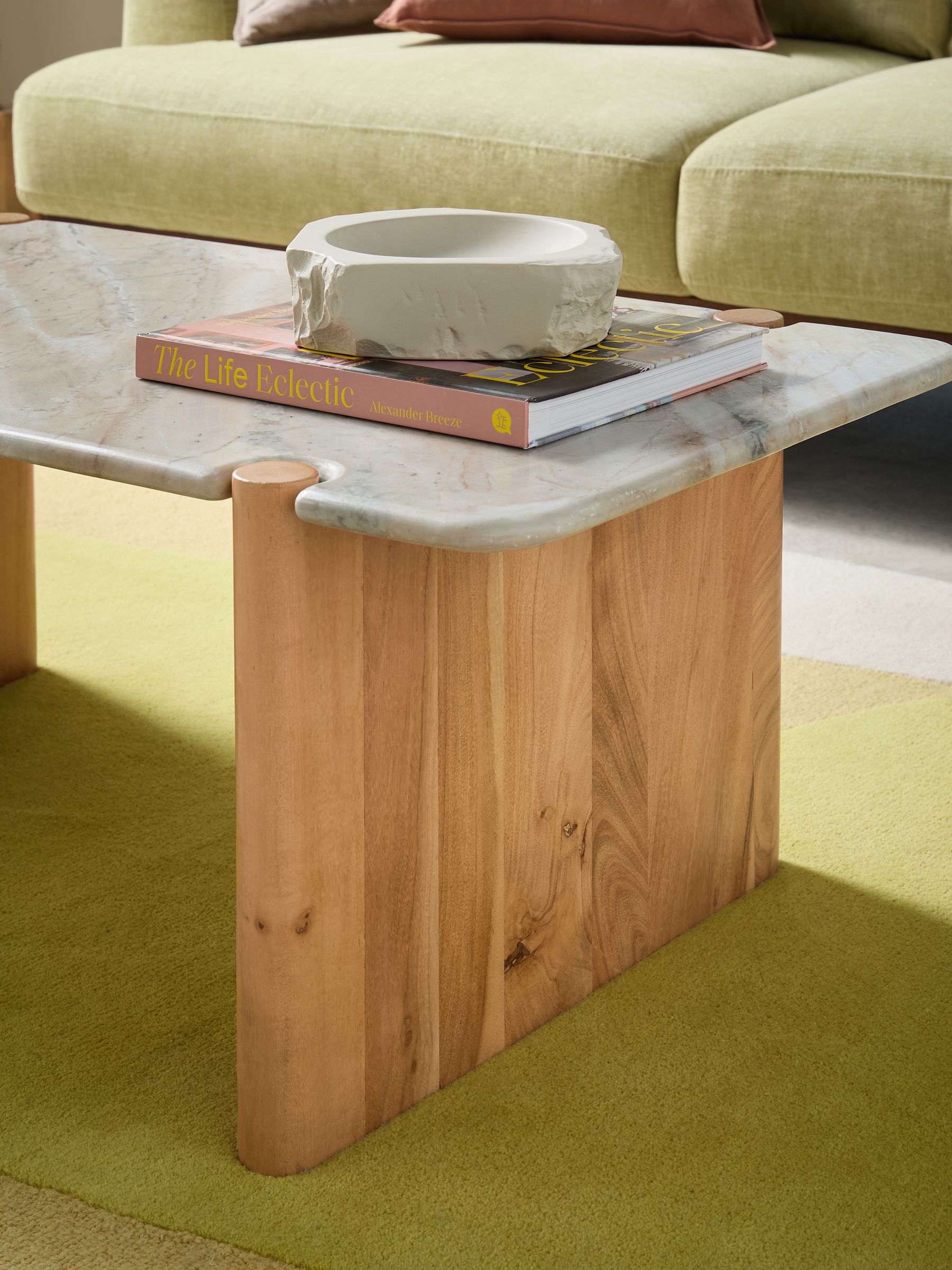 Callen Coffee Table in Acacia Wood and Solid Marble - Image 4 of 6