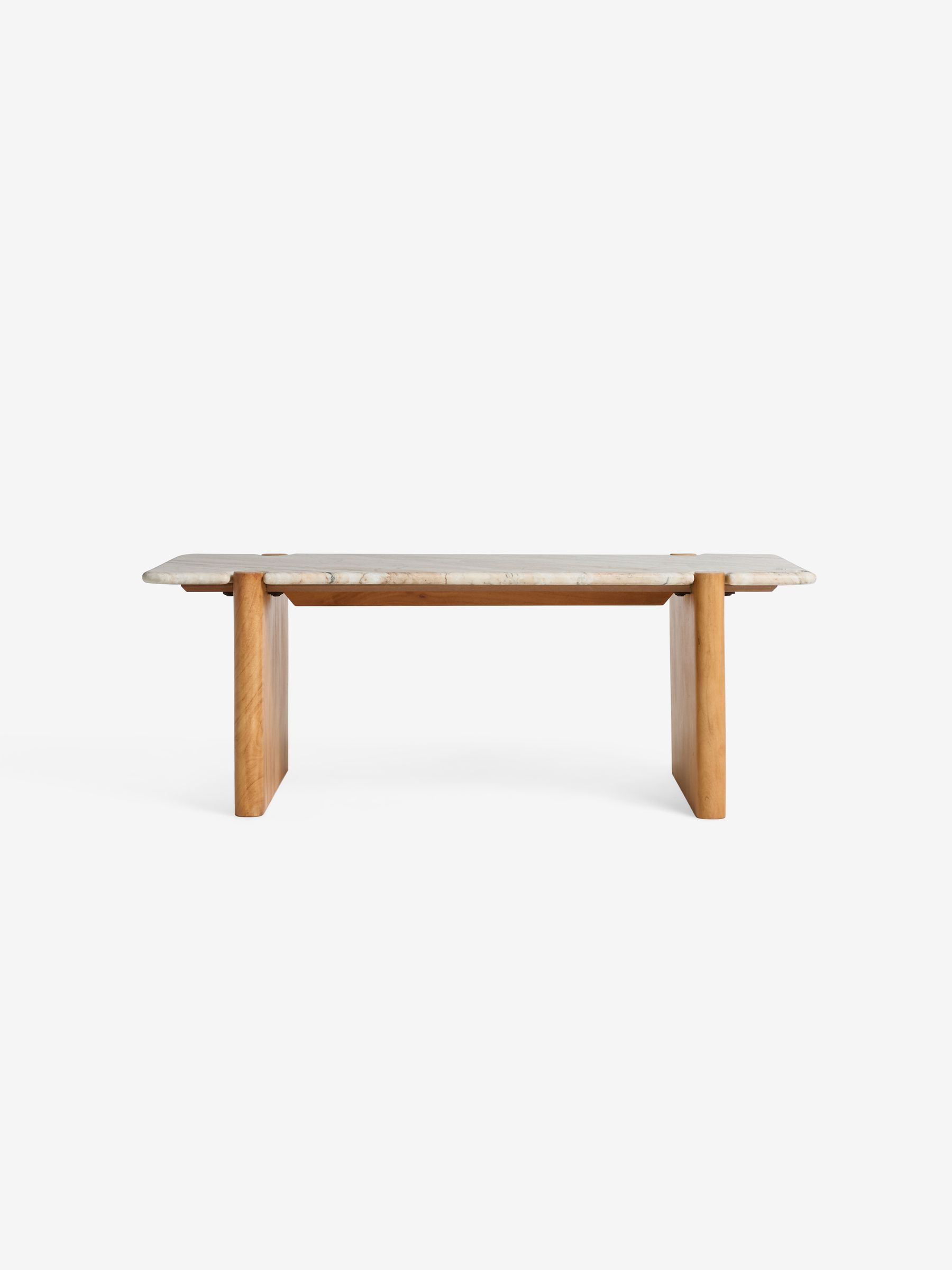Callen Coffee Table in Acacia Wood and Solid Marble - Image 5 of 6