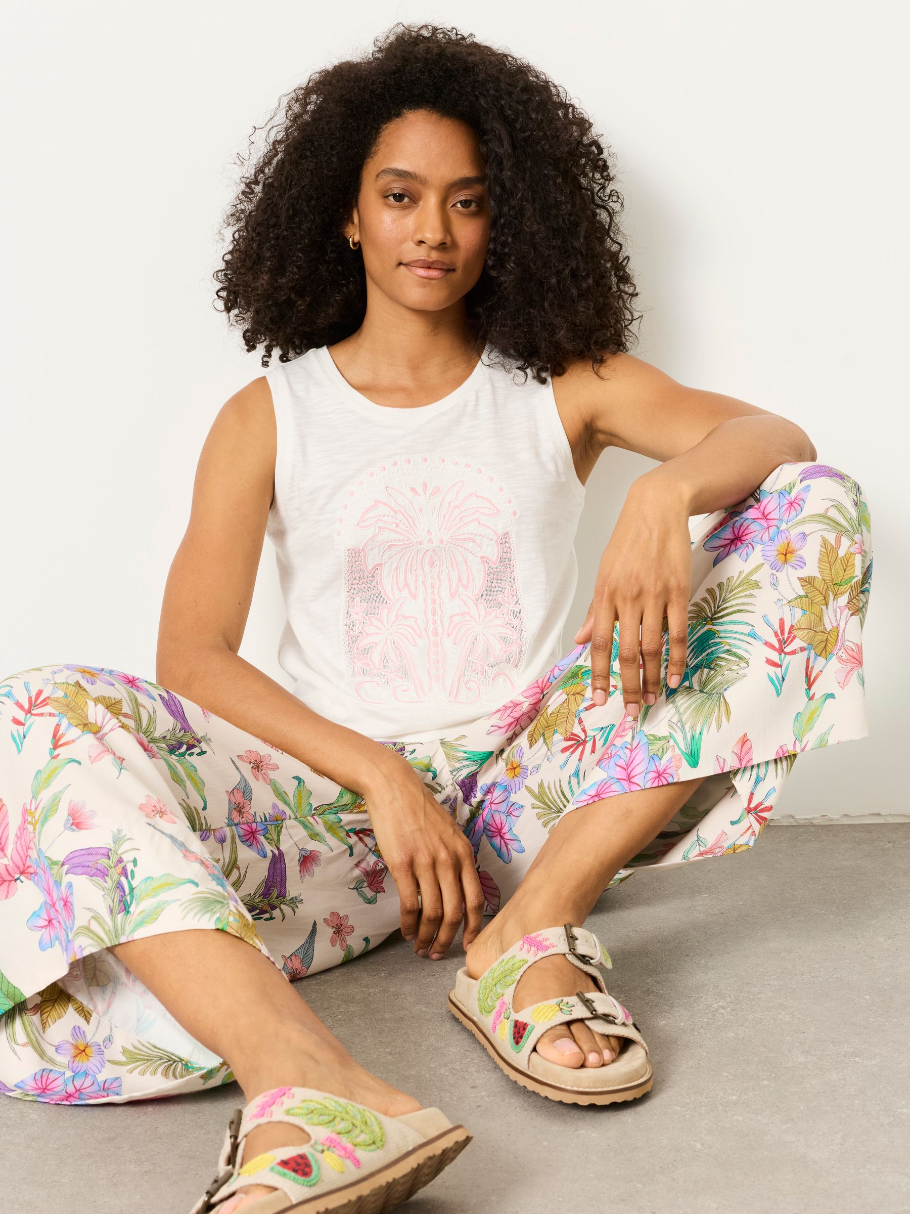 Paloma White Palm Tree Graphic Tank Top - Image 6 of 7