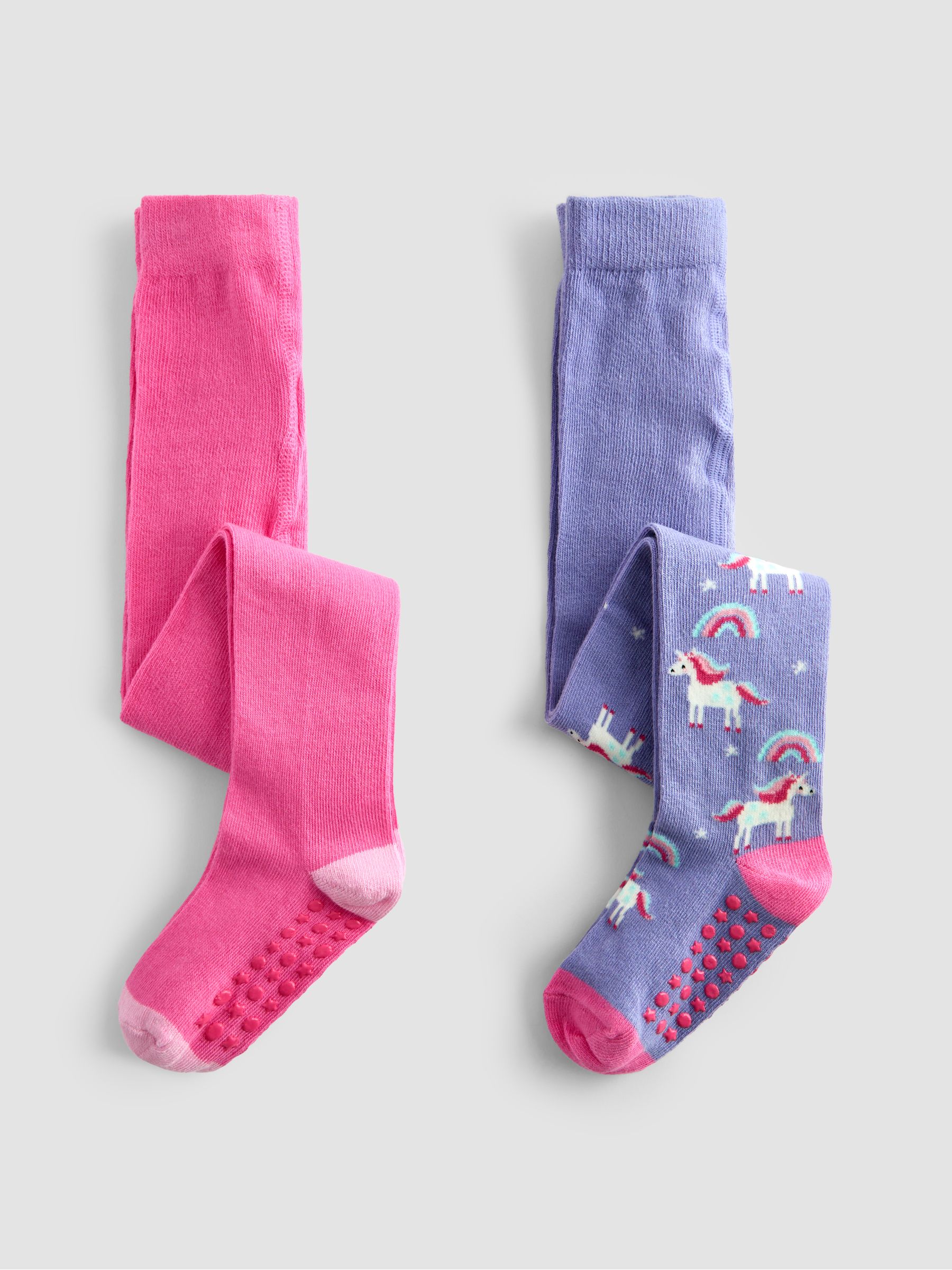 Pink Cotton Rich Unicorn Tights 2 Pack - Image 1 of 4