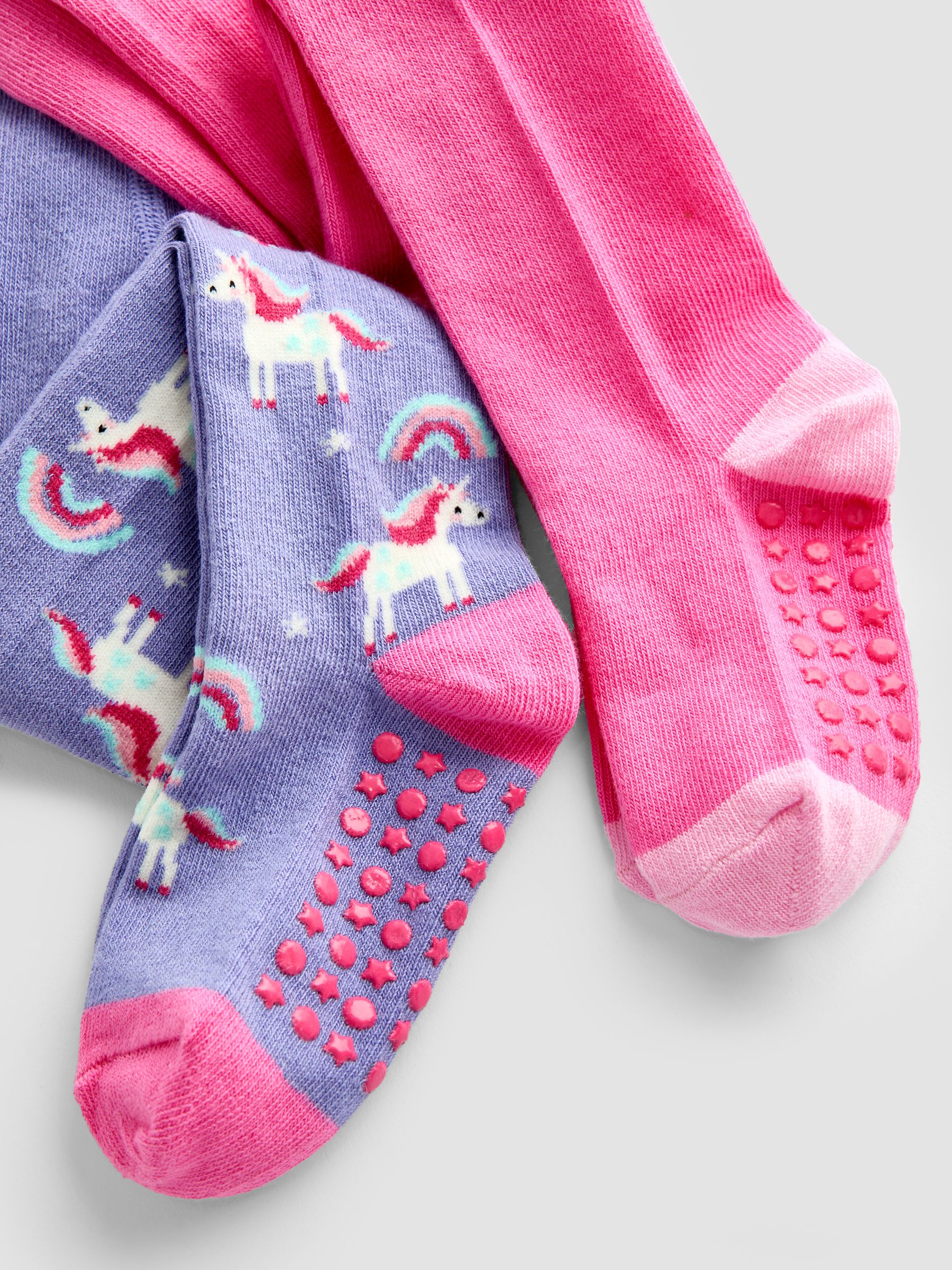 Pink Cotton Rich Unicorn Tights 2 Pack - Image 4 of 4