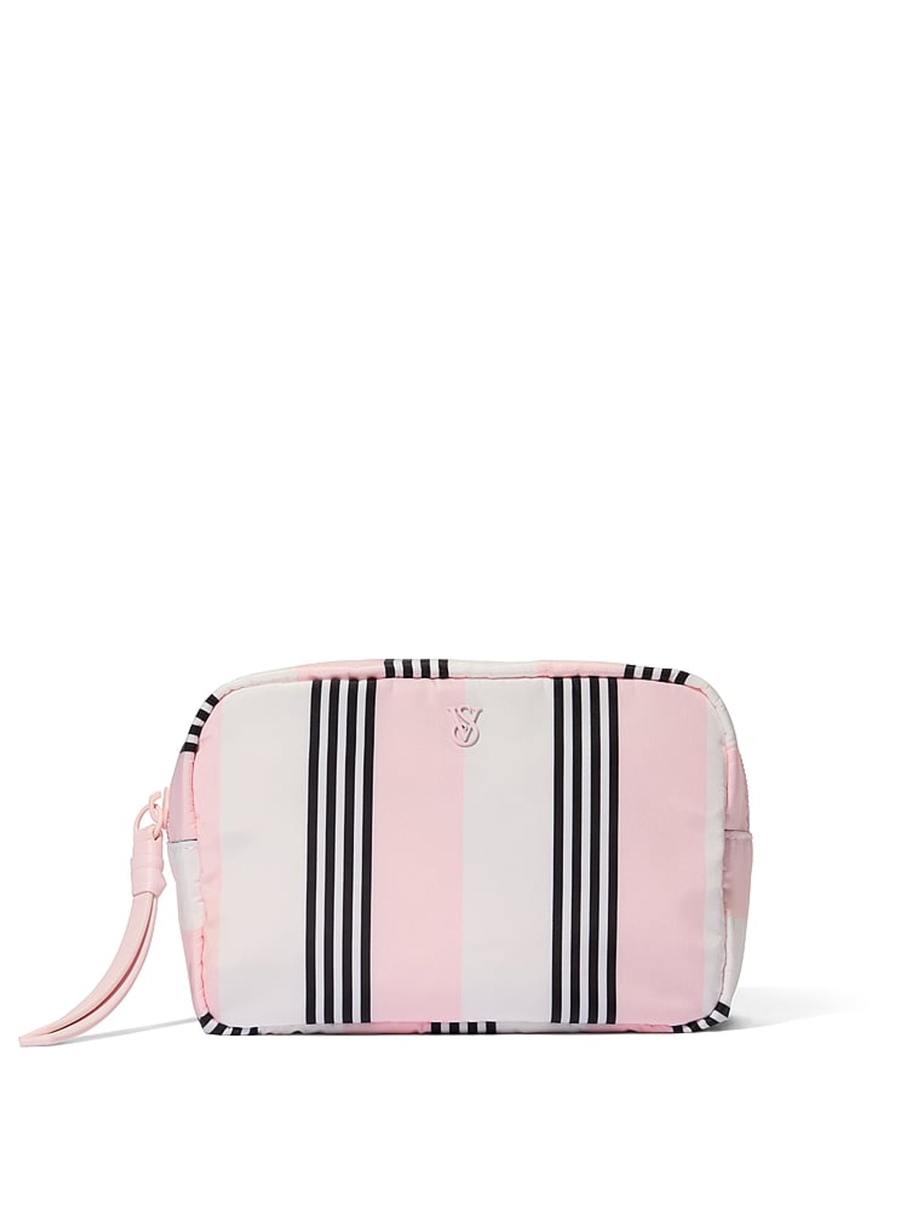 Pink and Black Stripe Make-Up Bag - Image 1 of 3