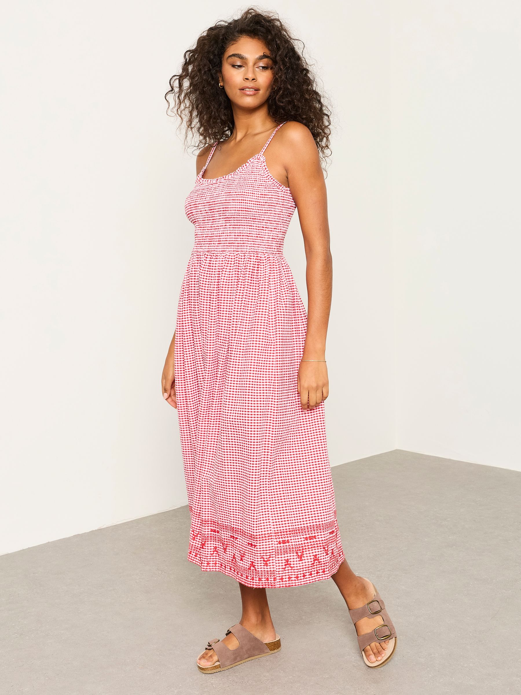 Fat Face - Red - Emmy Red Petite Midi Dresses Fat Face - Red - Emmy Red Petite Midi Dresses