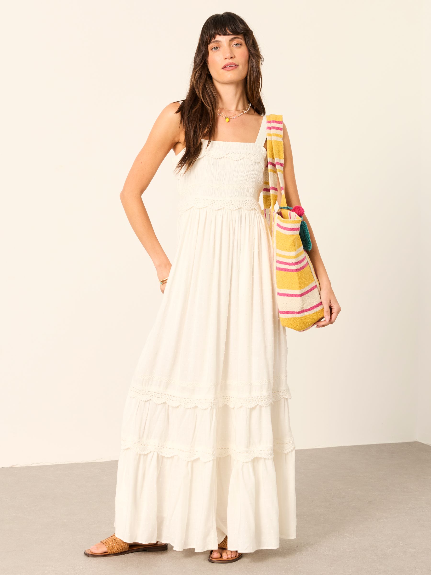 Clara Ivory Petite Dobby Midi Dress - Image 1 of 6 Clara Ivory Petite Dobby Midi Dress - Image 1 of 6