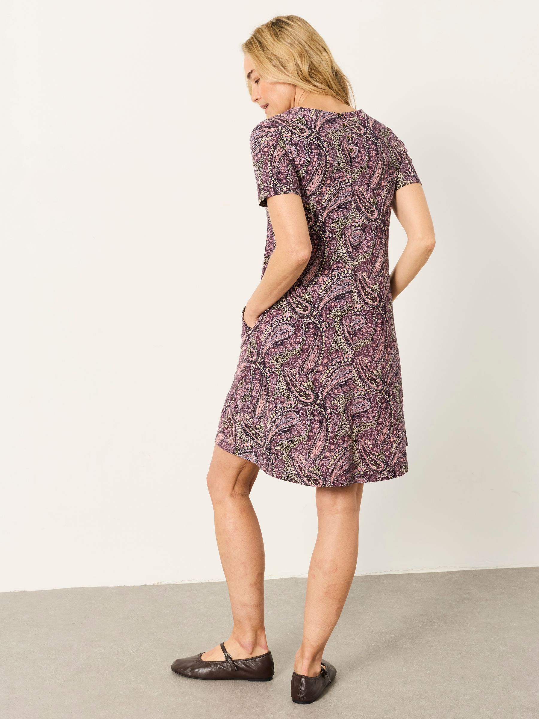 Simone Purple Paisley Petite Jersey Dress - Image 3 of 6