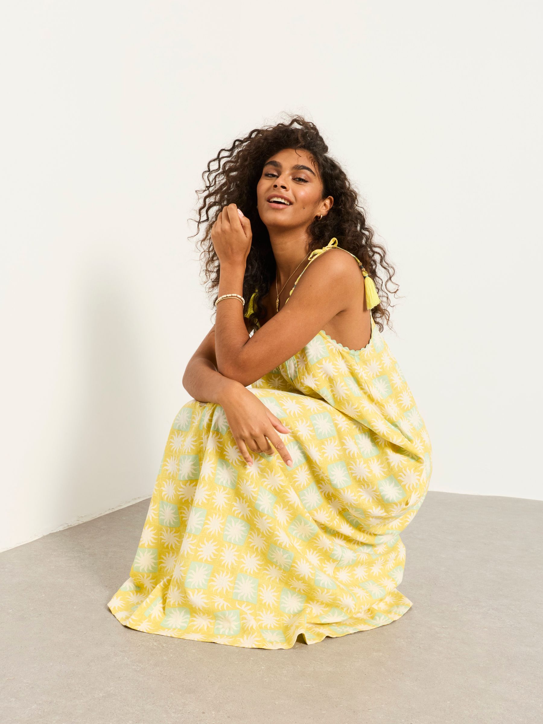 Bea Yellow Sun Tile Petite Maxi Dress - Image 1 of 6