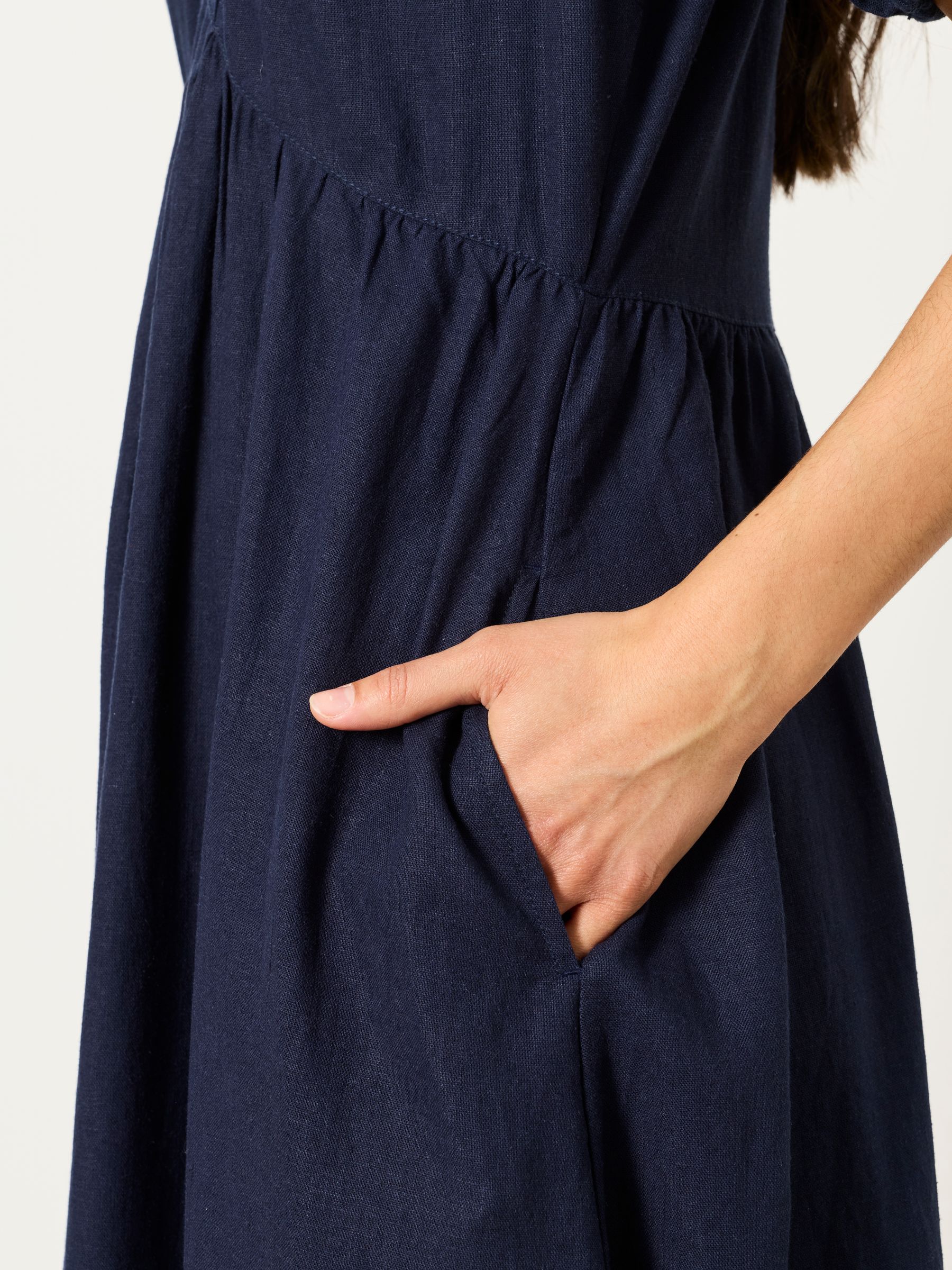 Remi Navy Petite Linen Dress - Image 3 of 6