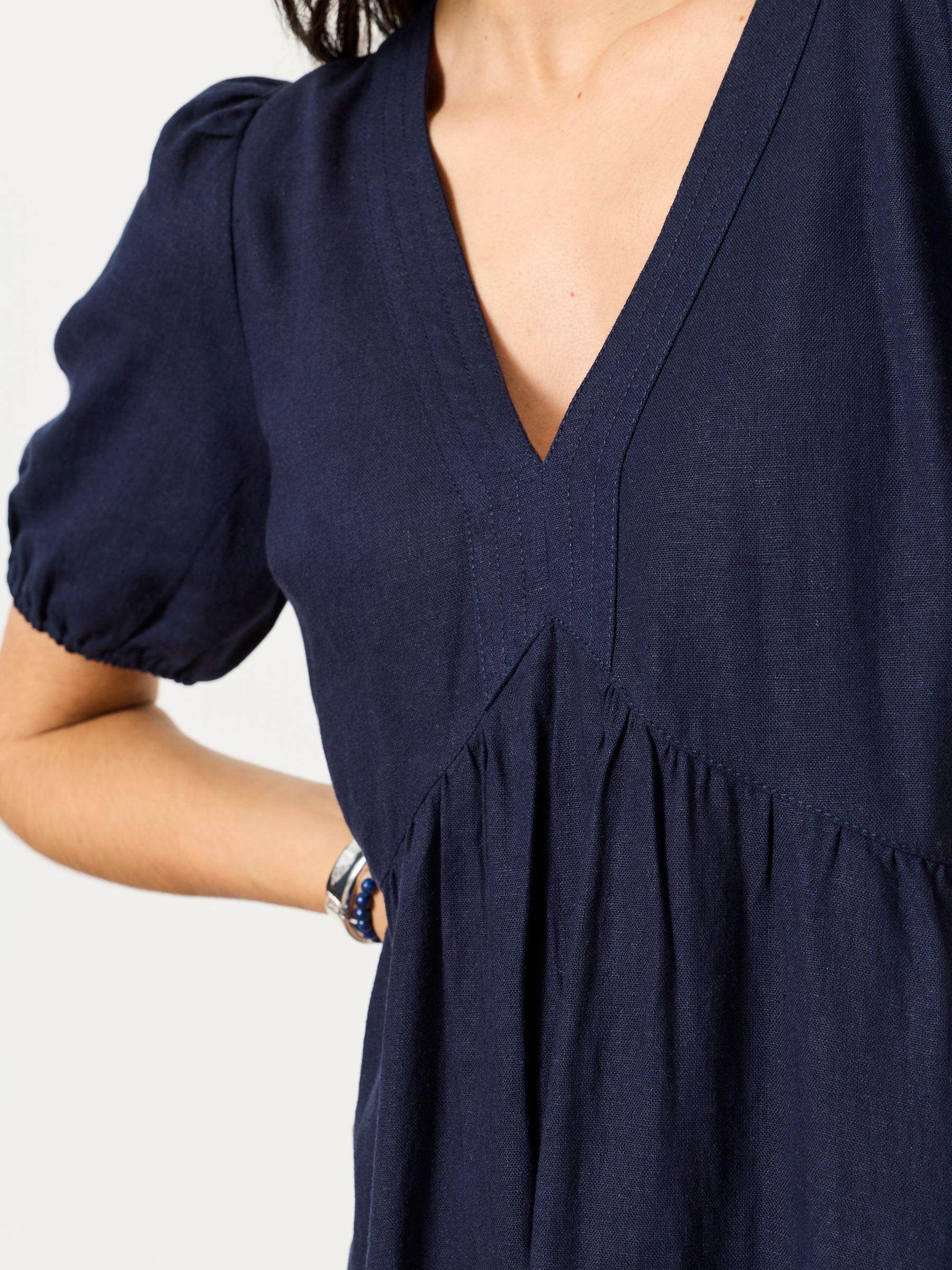 Remi Navy Petite Linen Dress - Image 4 of 6