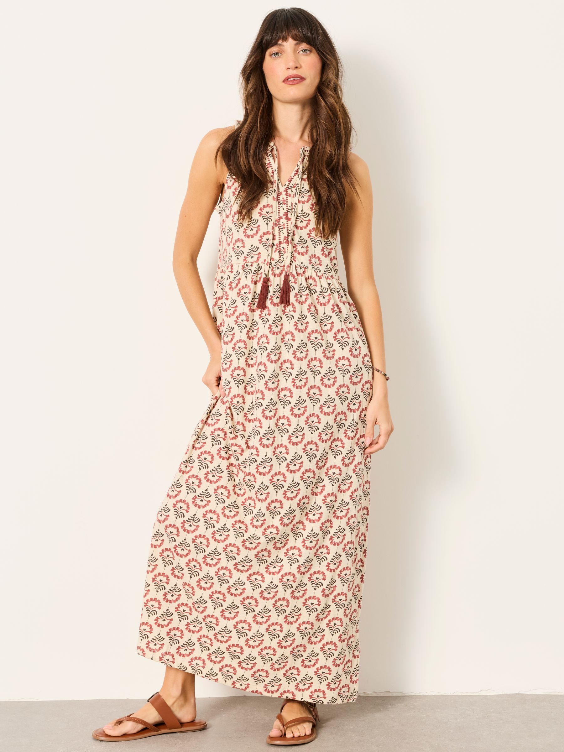 Elsa Ivory Woodblock Petite Jersey Maxi Dress - Image 1 of 5