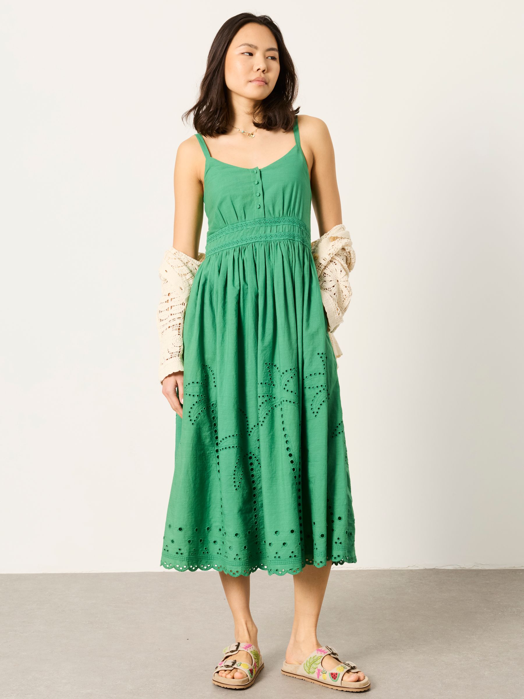 Teri Green Petite Embroidered Midi Dress - Image 3 of 6