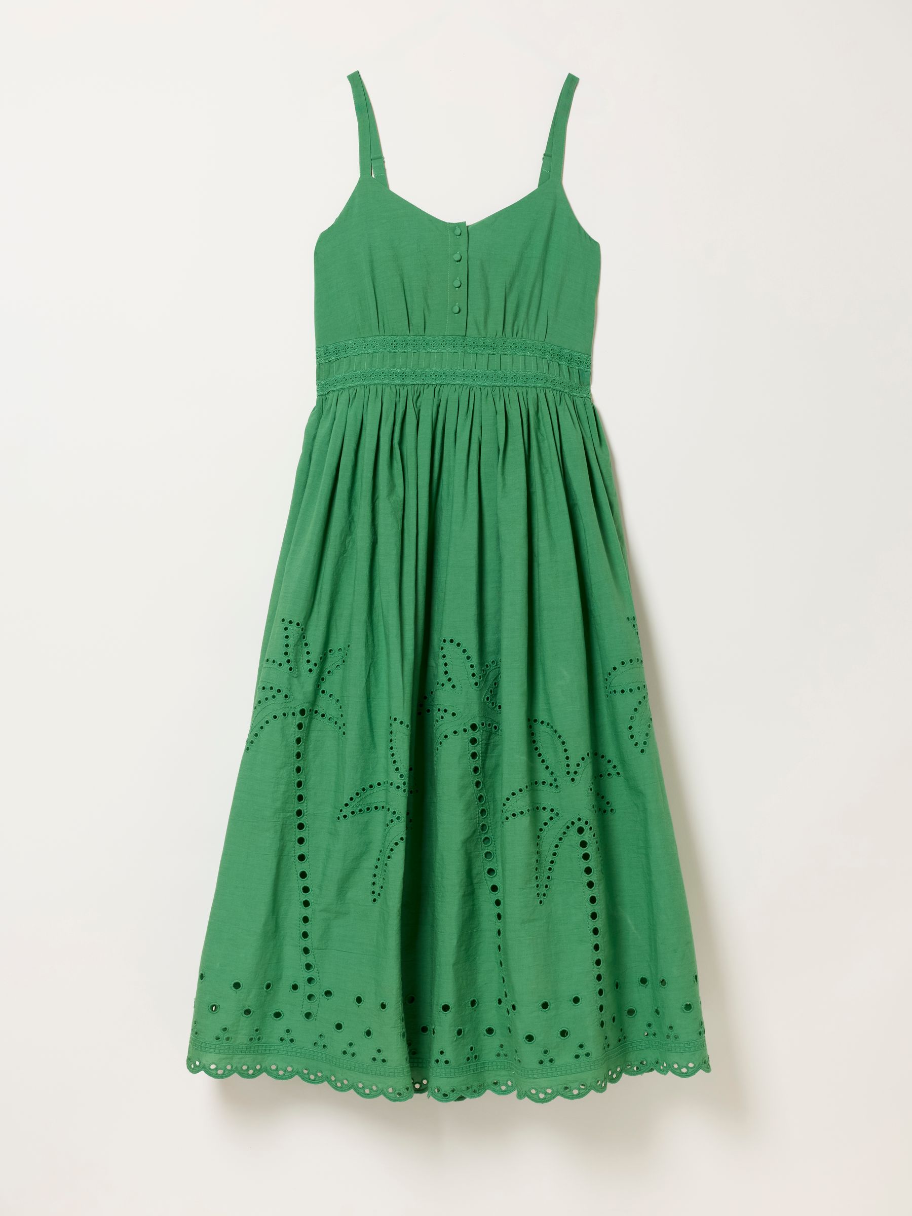 FatFace - Teri Green Petite Embroidered Midi Dress FatFace - Teri Green Petite Embroidered Midi Dress