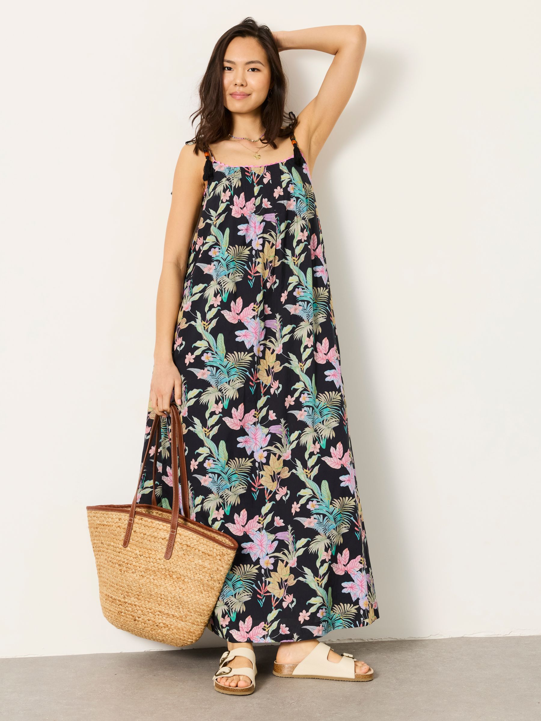 Bea Black Tropical Petite Maxi Dress - Image 1 of 6