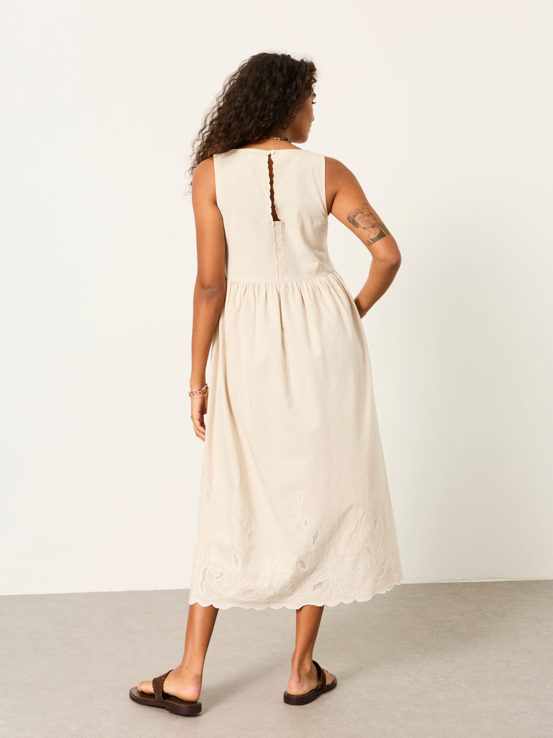 Analisa Natural Petite Embroidered Midi Dress - Image 2 of 5
