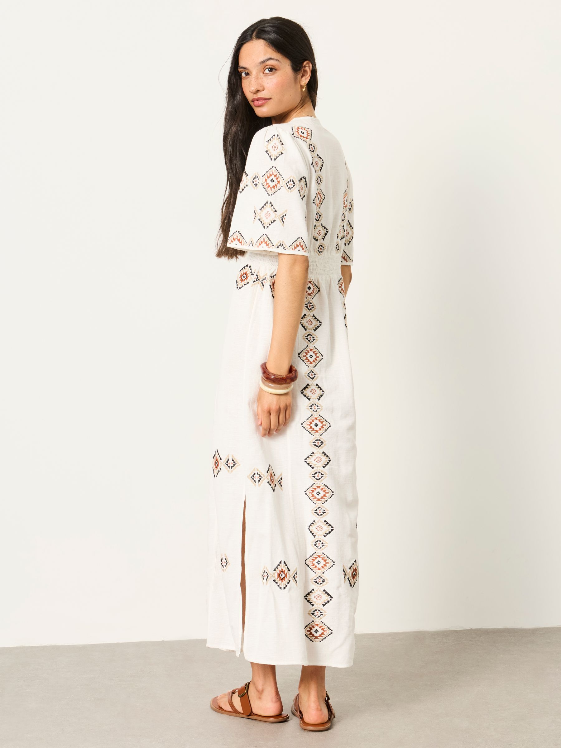 Solene Ivory Petite Embroidered Midi Dress - Image 2 of 7