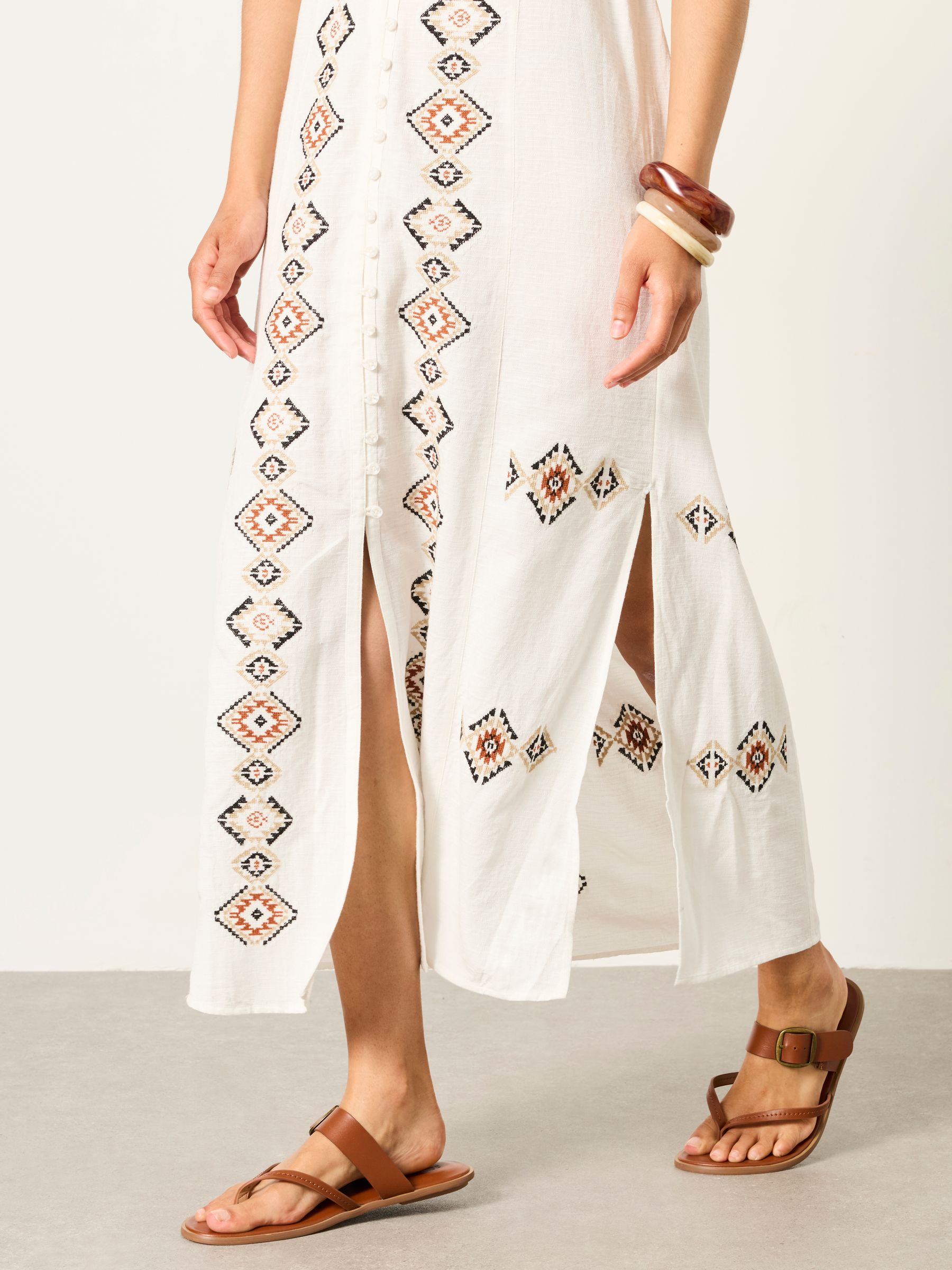 Solene Ivory Petite Embroidered Midi Dress - Image 4 of 7