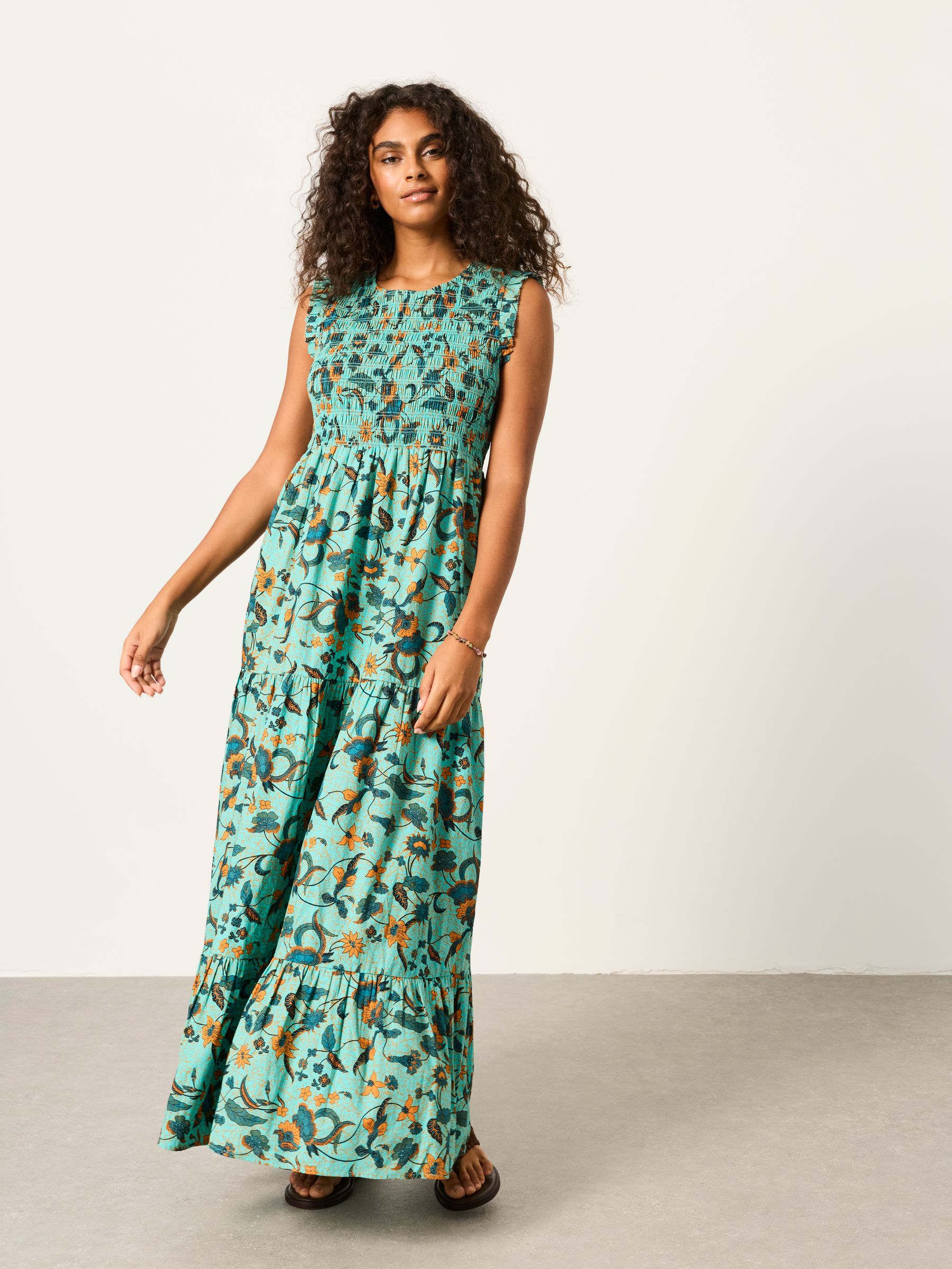 Anais Teal Blue Batik Petite Maxi Dress - Image 5 of 6
