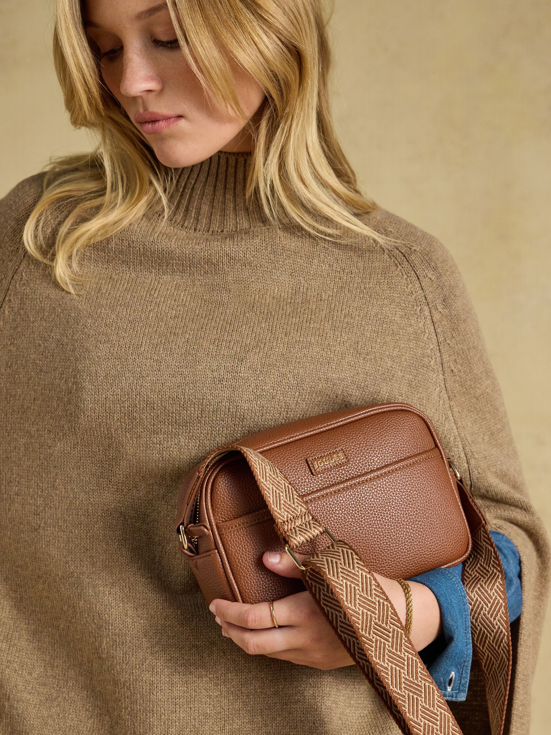 Trent Tan Brown Cross Body Bag with Adjustable Thick Strap - Image 3 of 7