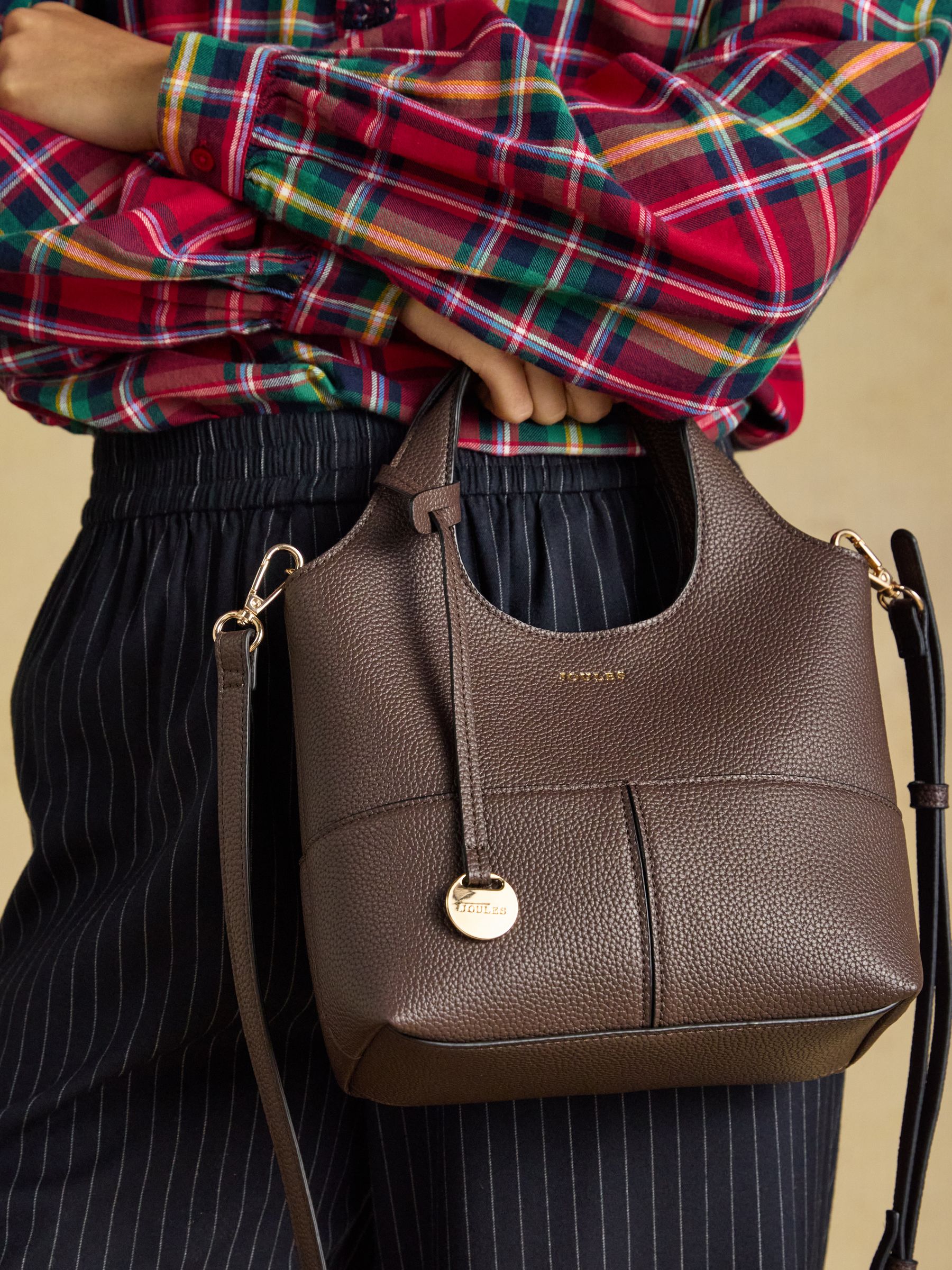 Crossbody Chocolate Brown Tophandle Tote Bag - Image 4 of 8