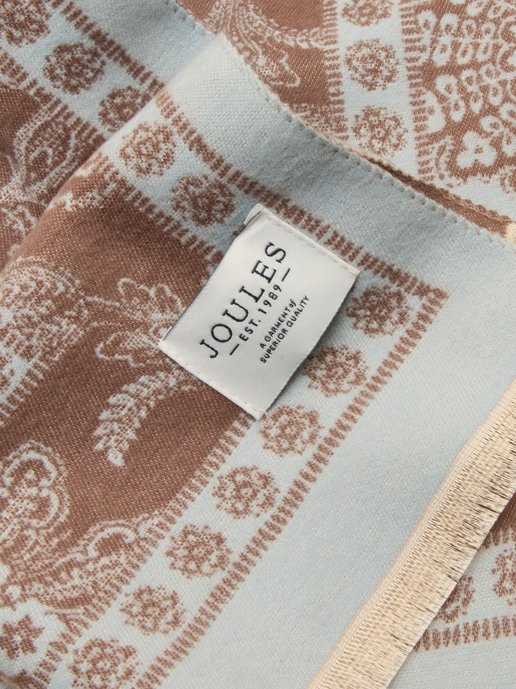 Jacquard Blue Brown Floral Scarf - Image 4 of 7