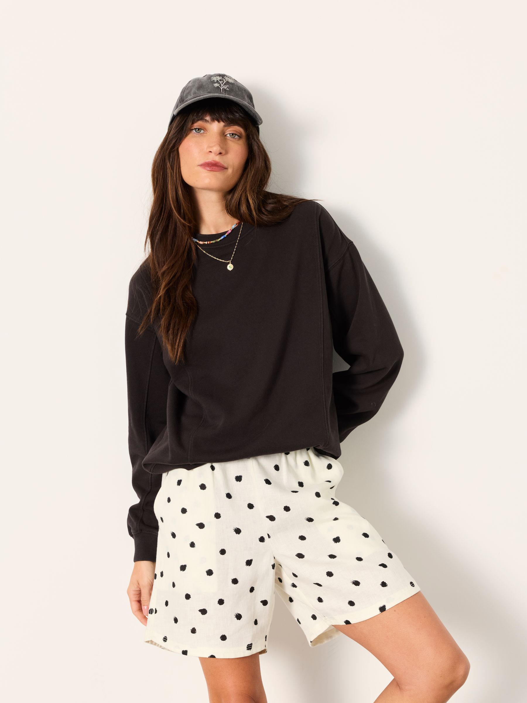 Sienna Black Seam Detail Crew Sweat - Image 1 of 5