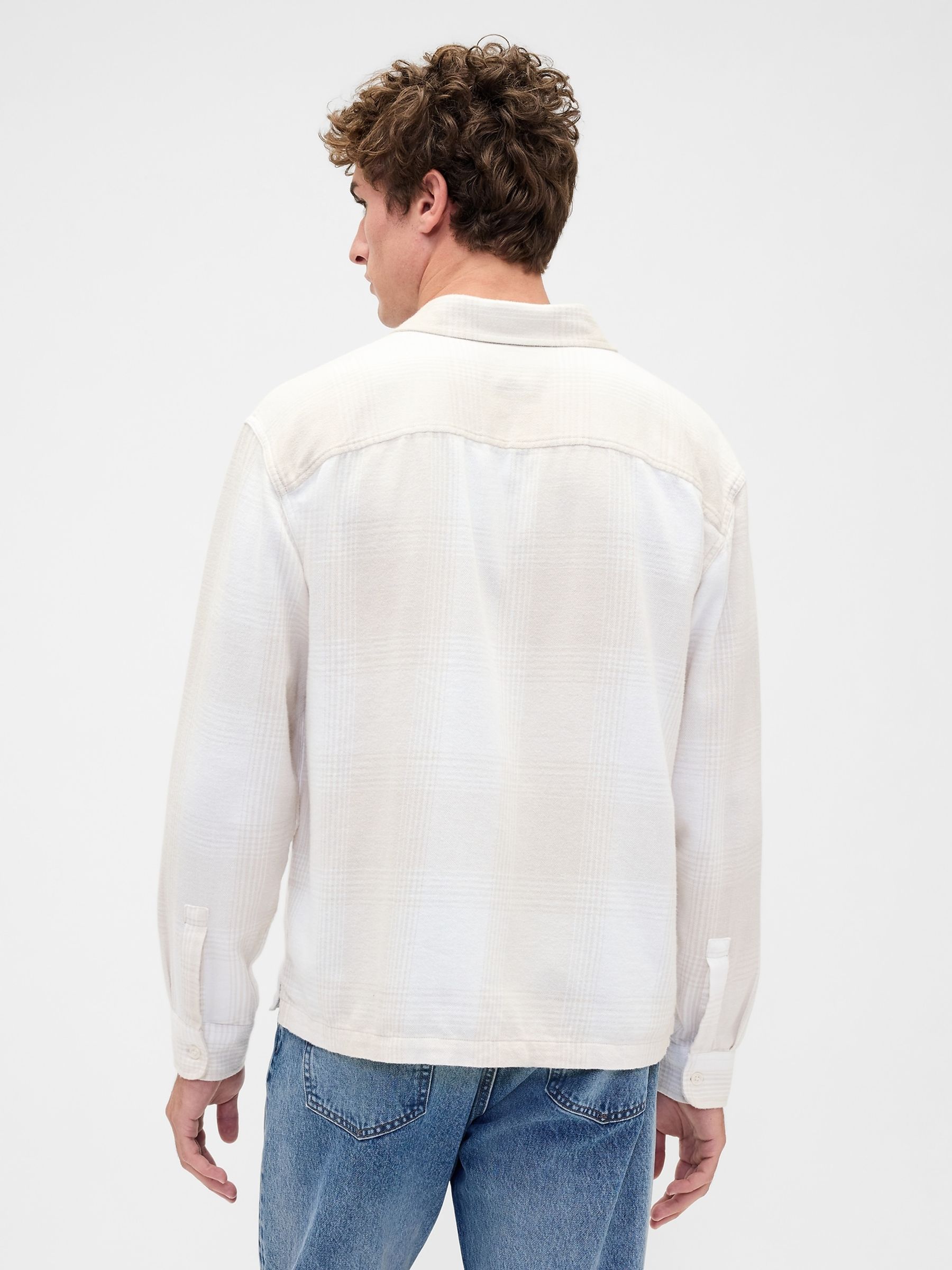 White Check Relaxed Flannel Shirt - Image 2 of 4