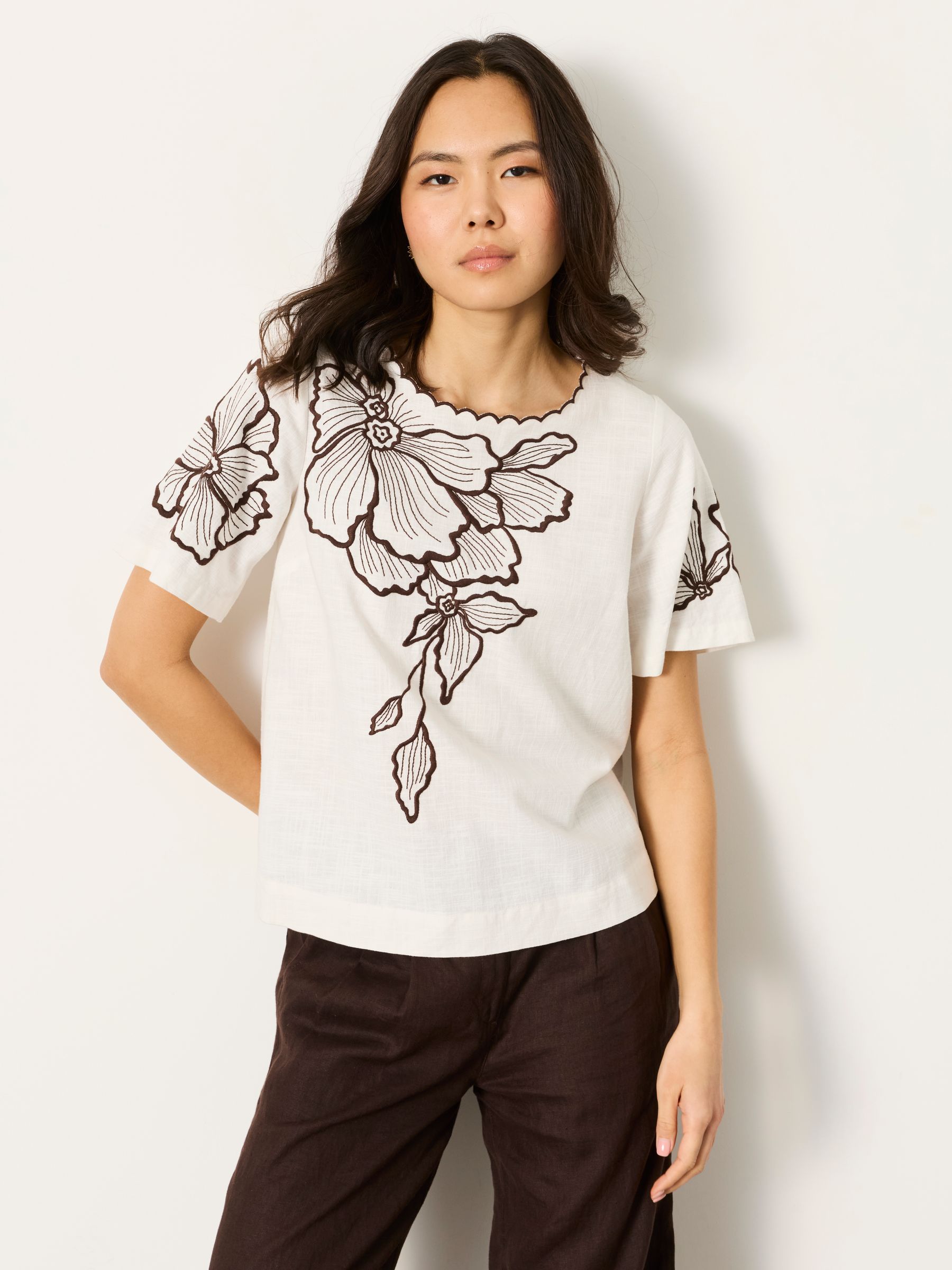 Hazel Ivory Petite Embroidered Blouse - Image 1 of 7