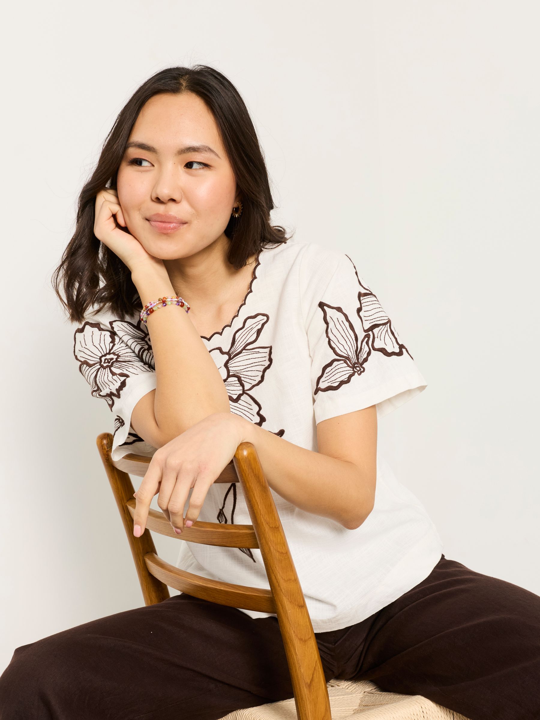 Hazel Ivory Petite Embroidered Blouse - Image 6 of 7