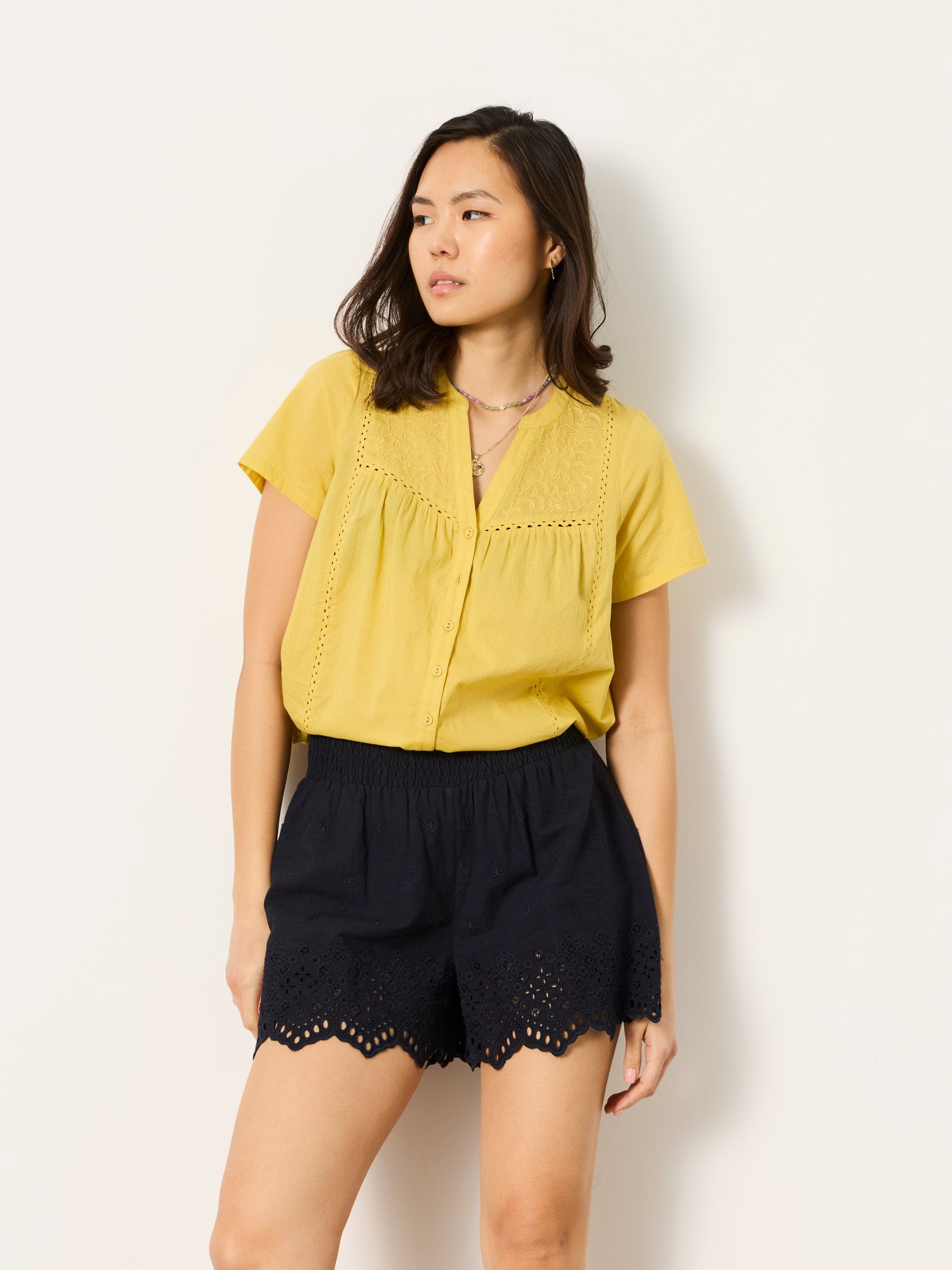 Letty Yellow Petite Embroidered Blouse - Image 1 of 6