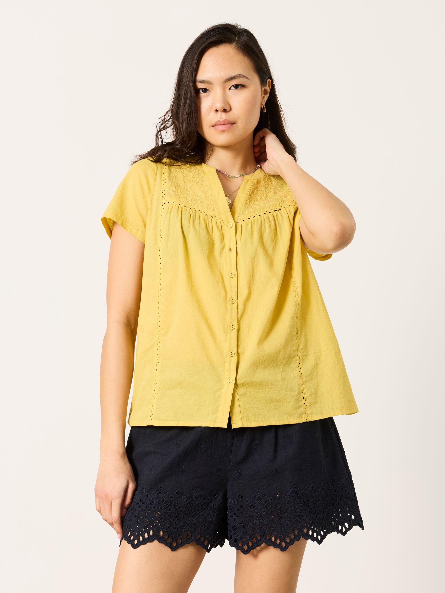 Letty Yellow Petite Embroidered Blouse - Image 4 of 6