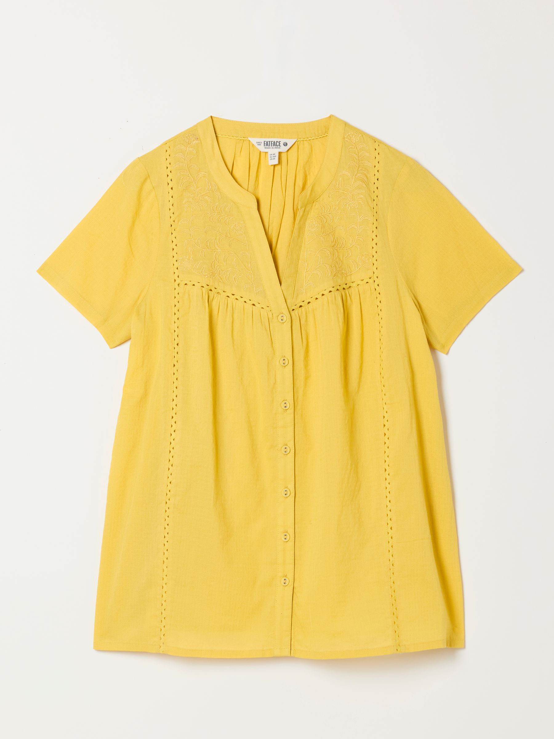 Letty Yellow Petite Embroidered Blouse | FatFace USA