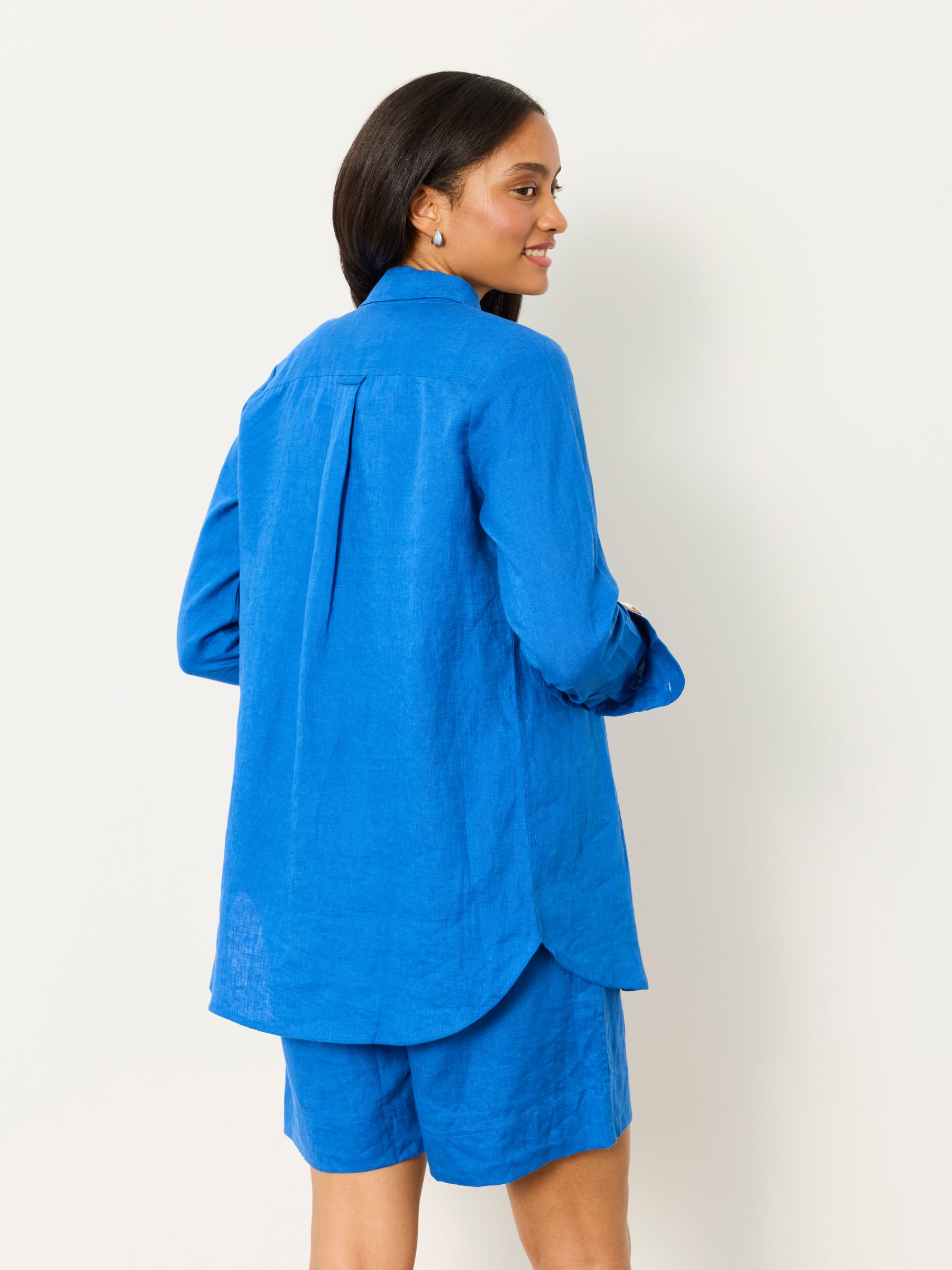 Olivia Cobalt Blue Petite Linen Shirt - Image 2 of 6 Olivia Cobalt Blue Petite Linen Shirt - Image 2 of 6