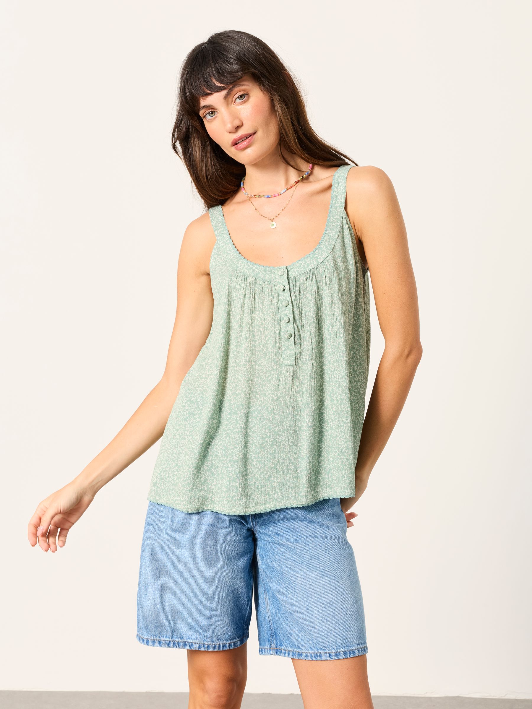 Layla Dusky Green Coral Texture Petite Cami - Image 3 of 6