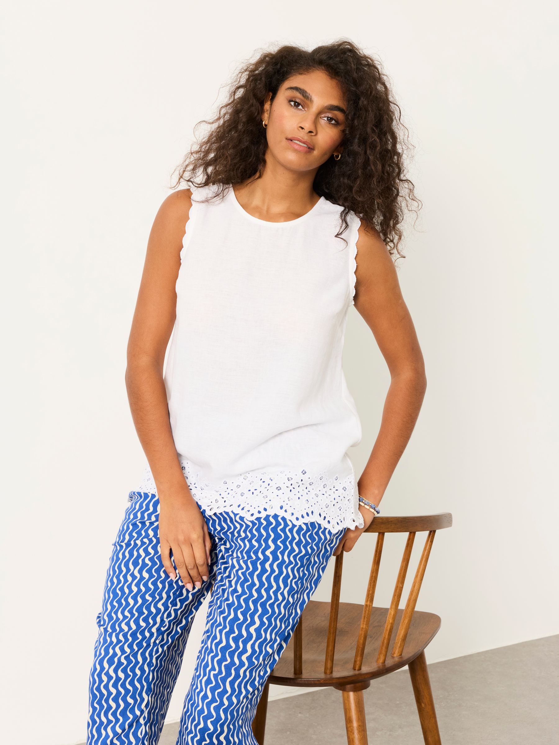 Ella White Petite Broderie Cami - Image 4 of 6