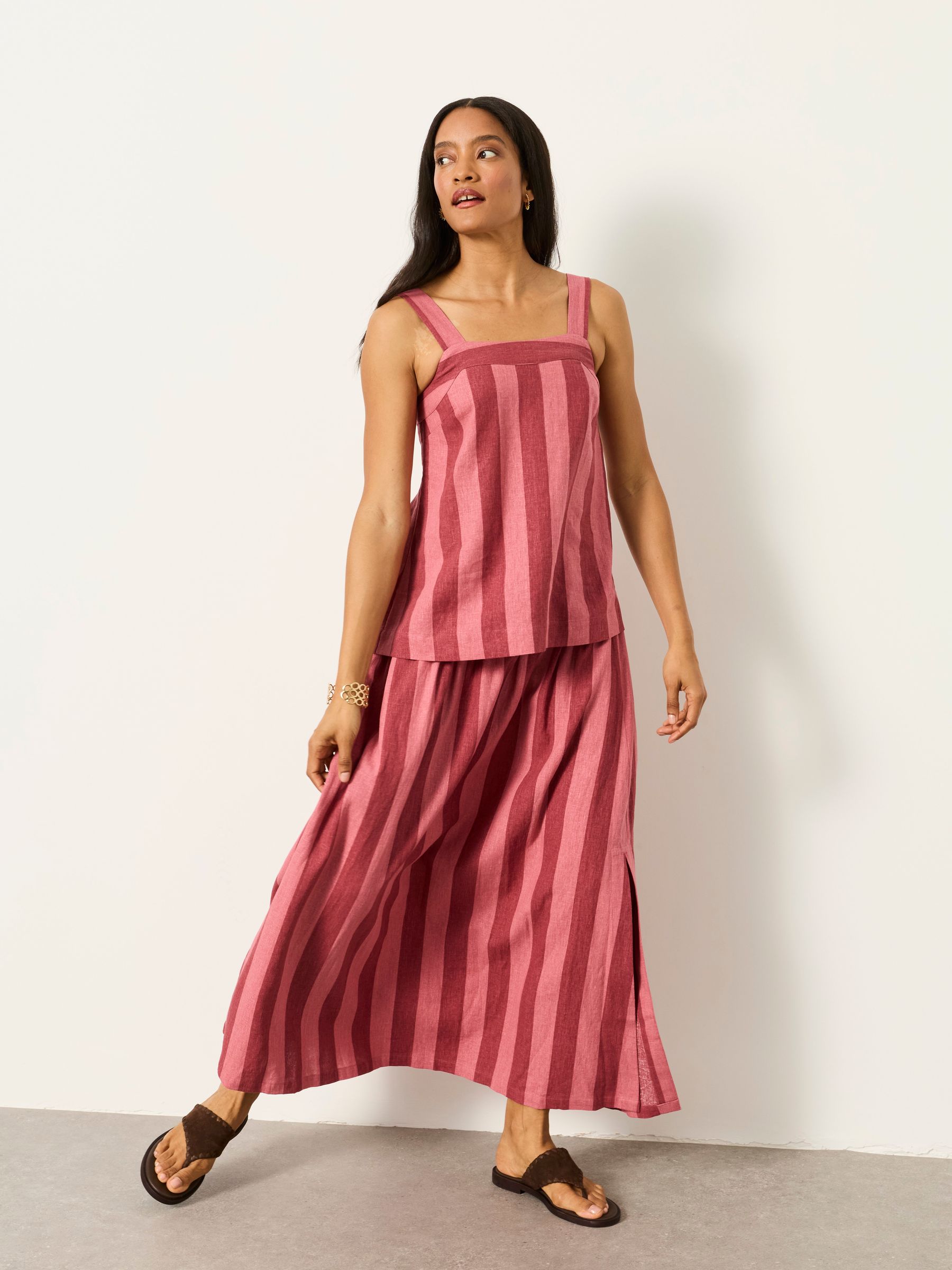 Joesie Rust Red Petite Stripe Cami | FatFace USA