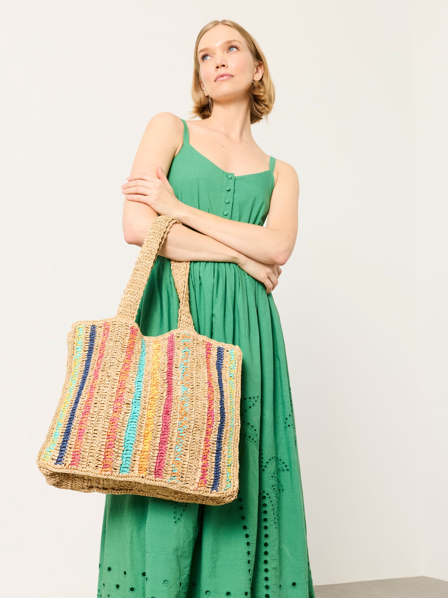 Multi Stripe Straw Tote Bag - Image 2 of 2