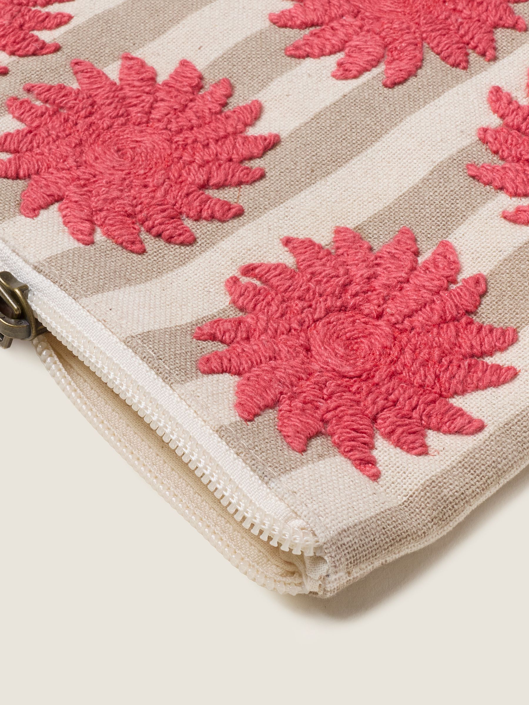 Beige Sun Embroidered Stripe Pouch - Image 3 of 3