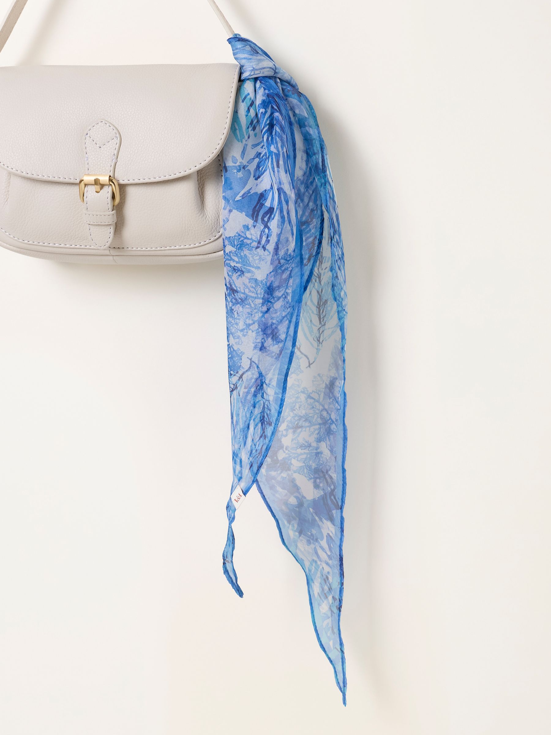 Seaweed Cabinet Printed Square Scarf in Blue - Image 3 of 3 Seaweed Cabinet Printed Square Scarf in Blue - Image 3 of 3