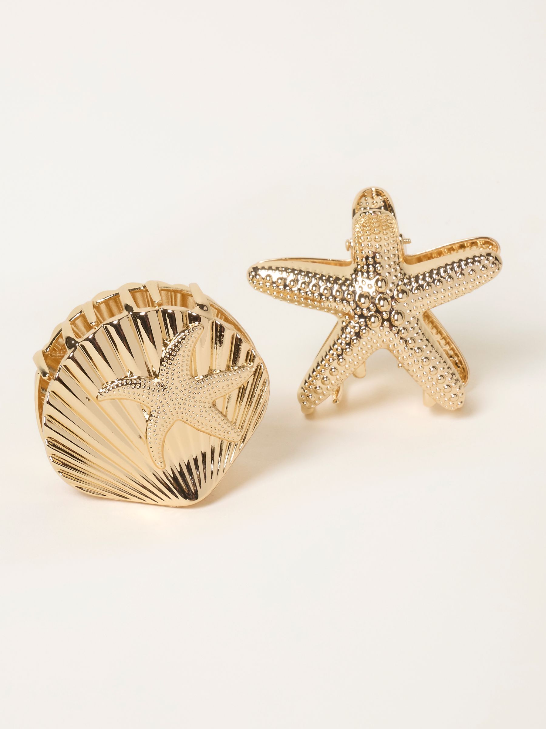 Gold Tone 2 Pack Metal Starfish Shell Claw Clips - Image 3 of 4