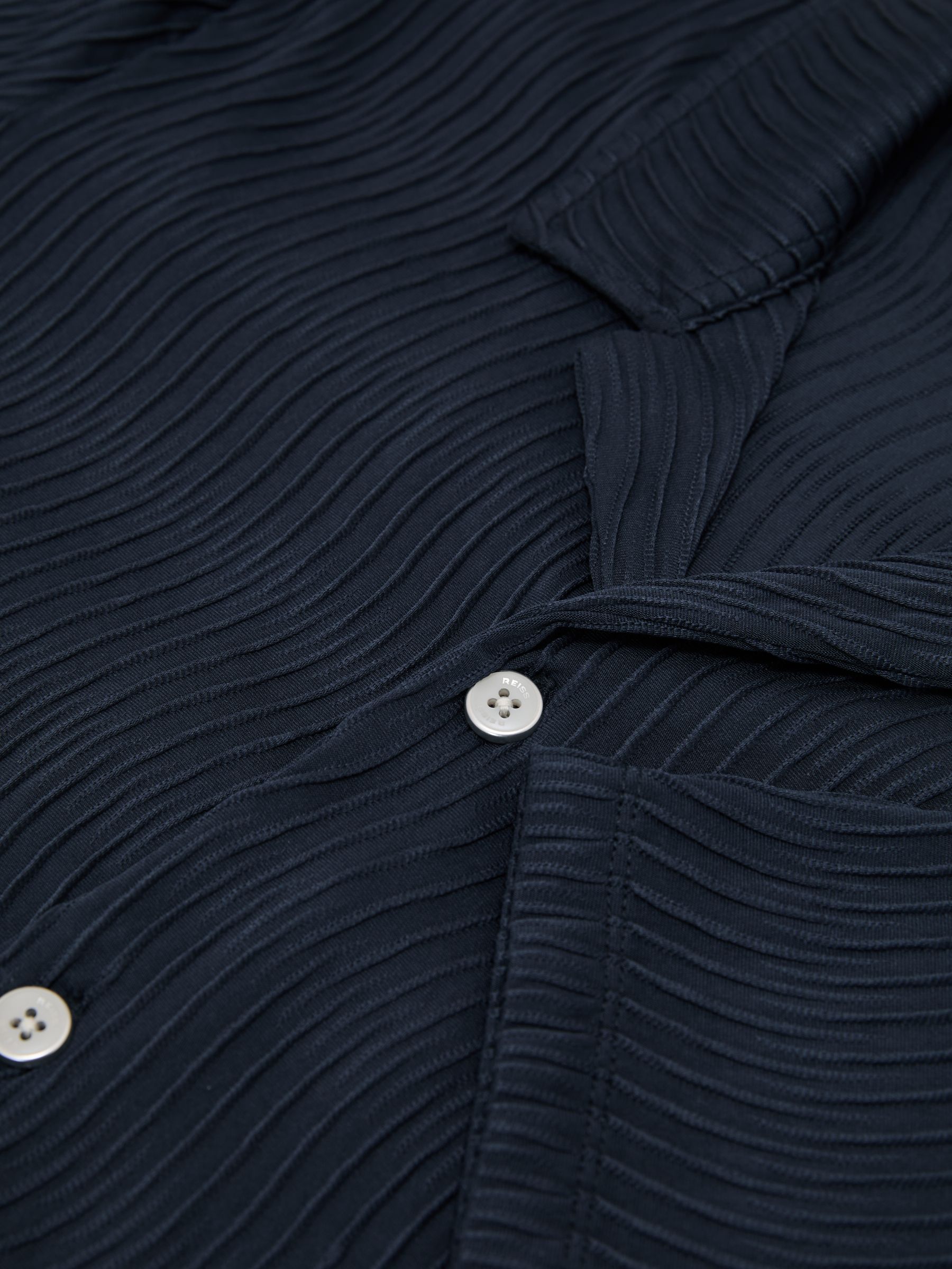 Textured-Wave Cuban-Collar Shirt in Airforce Blue - Image 7 of 7