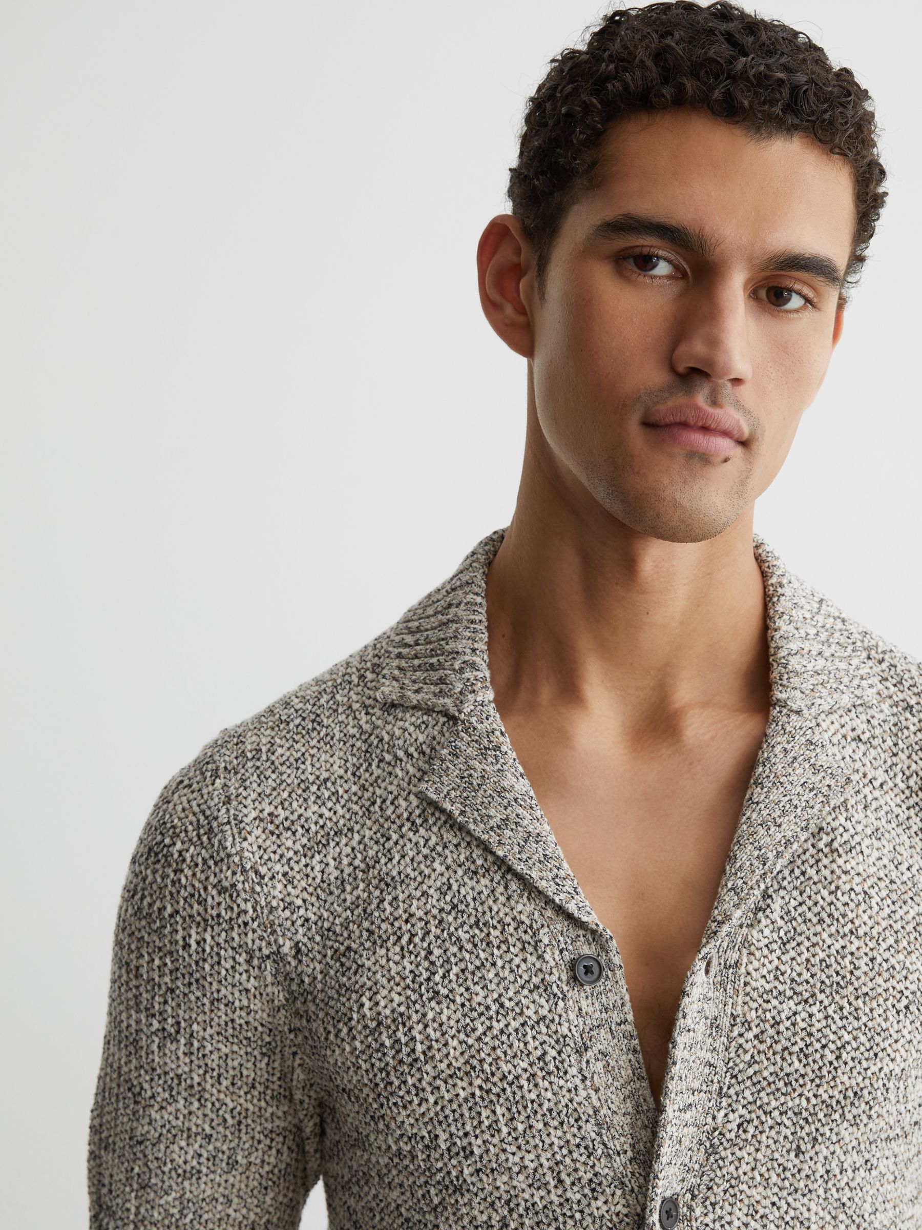 Marled Cuban-Collar Knitted Shirt in Natural - image 5