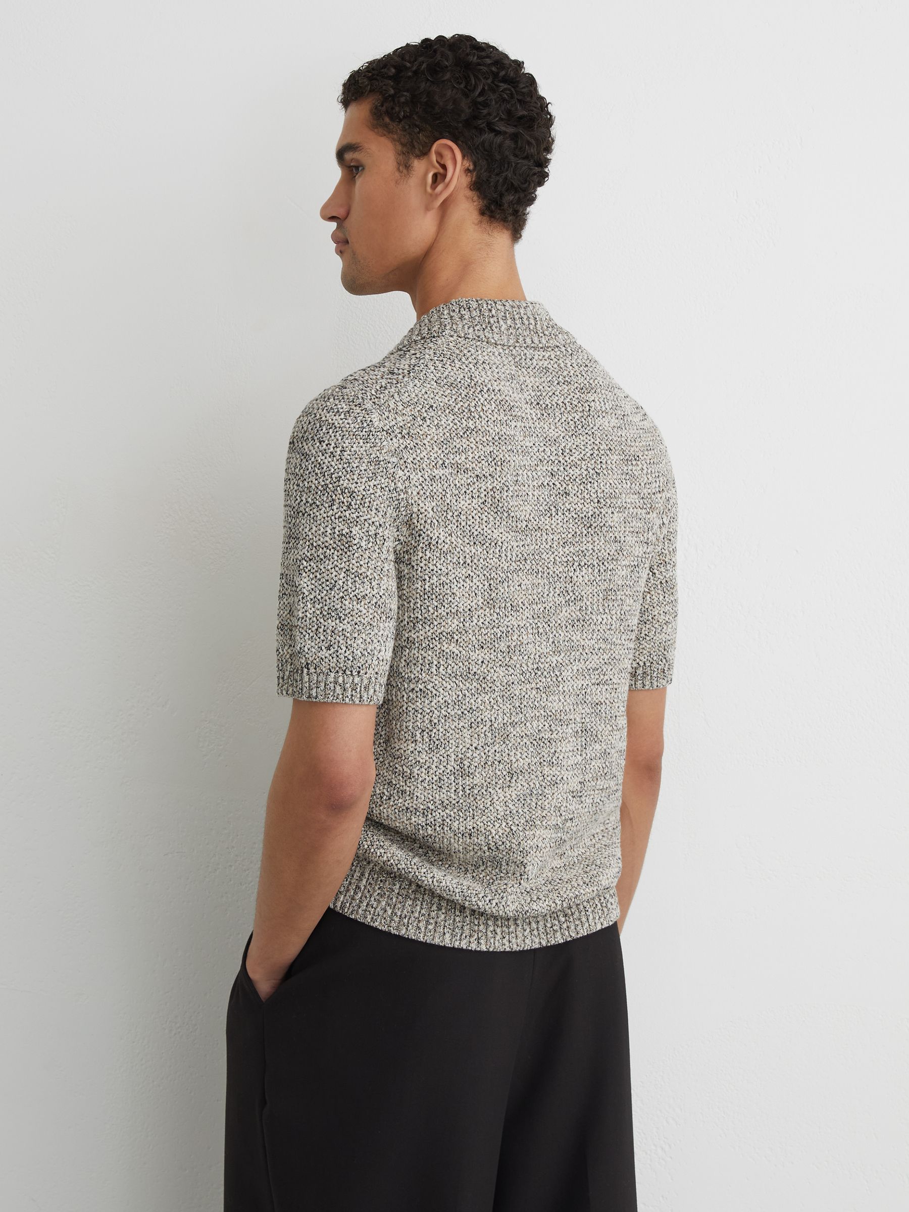 Marled Cuban-Collar Knitted Shirt in Natural - image 4