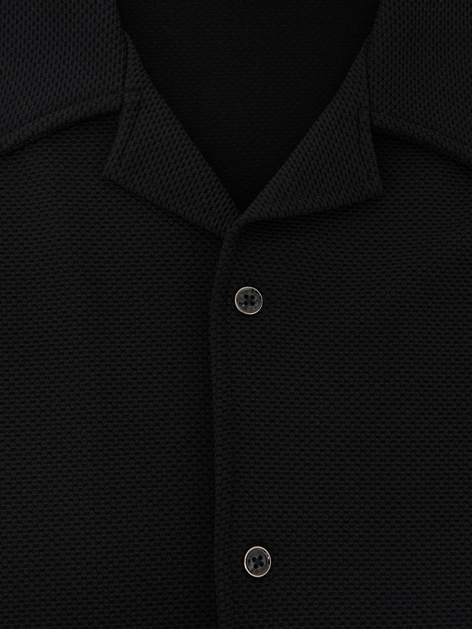 Textured Cuban-Collar Shirt in Black - image 3